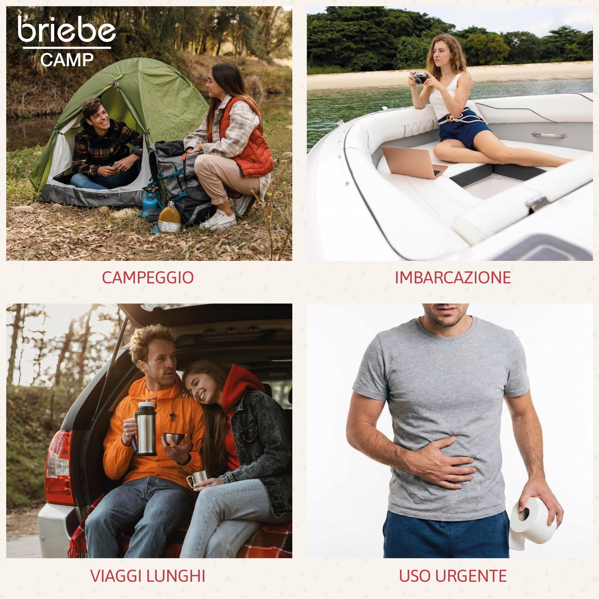 briebe Camp WC Portatile 24L Bagno Chimico, Campeggio, Camper, Roulotte, Barca e Outdoor, Serbatoio di Scarico dell'Acqua con Pompa a Pistone 20L, Potty
