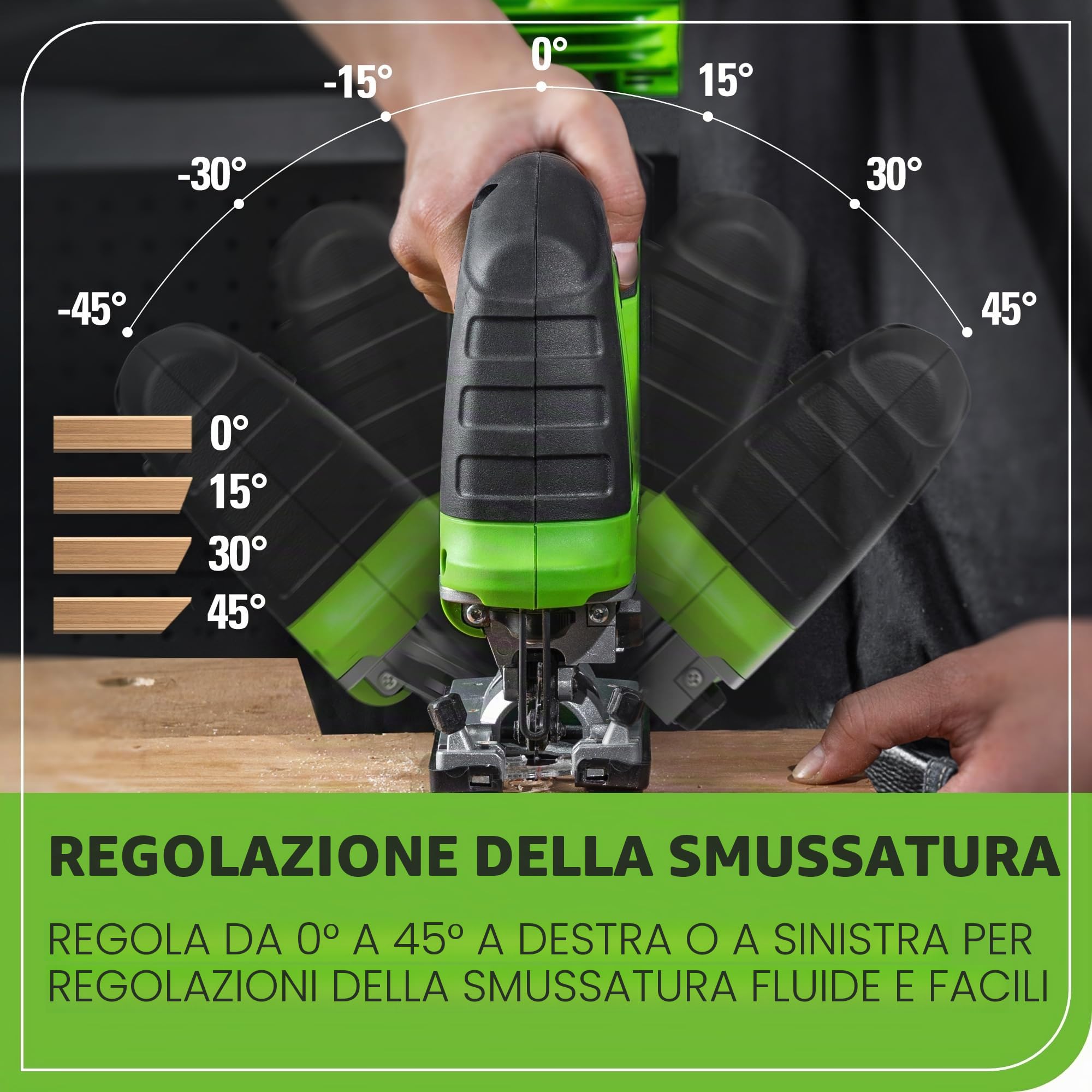 Greenworks Sega a batteria da 24 V e sega universale a batteria, altezza di sollevamento 26 mm, brushless, con lama per sega, batteria da 2 Ah e caricatore