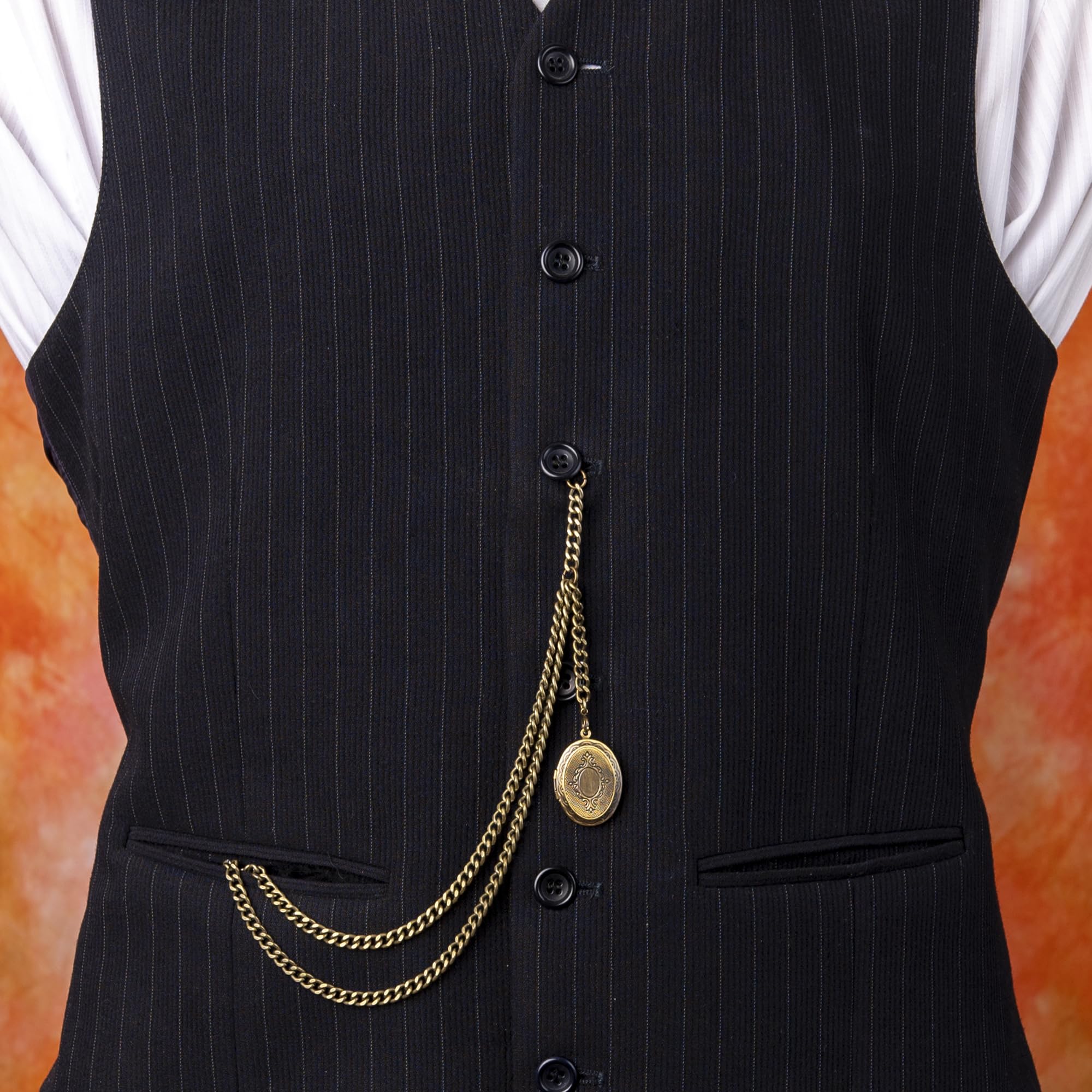 Holy Sins Jewellery Antique Bronze Pocket Watch Chain with Locket Pendant