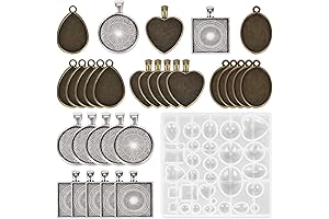 HOMEIDOL Resin Jewelry Molds Pendant Trays Making Kit for DIY Craft