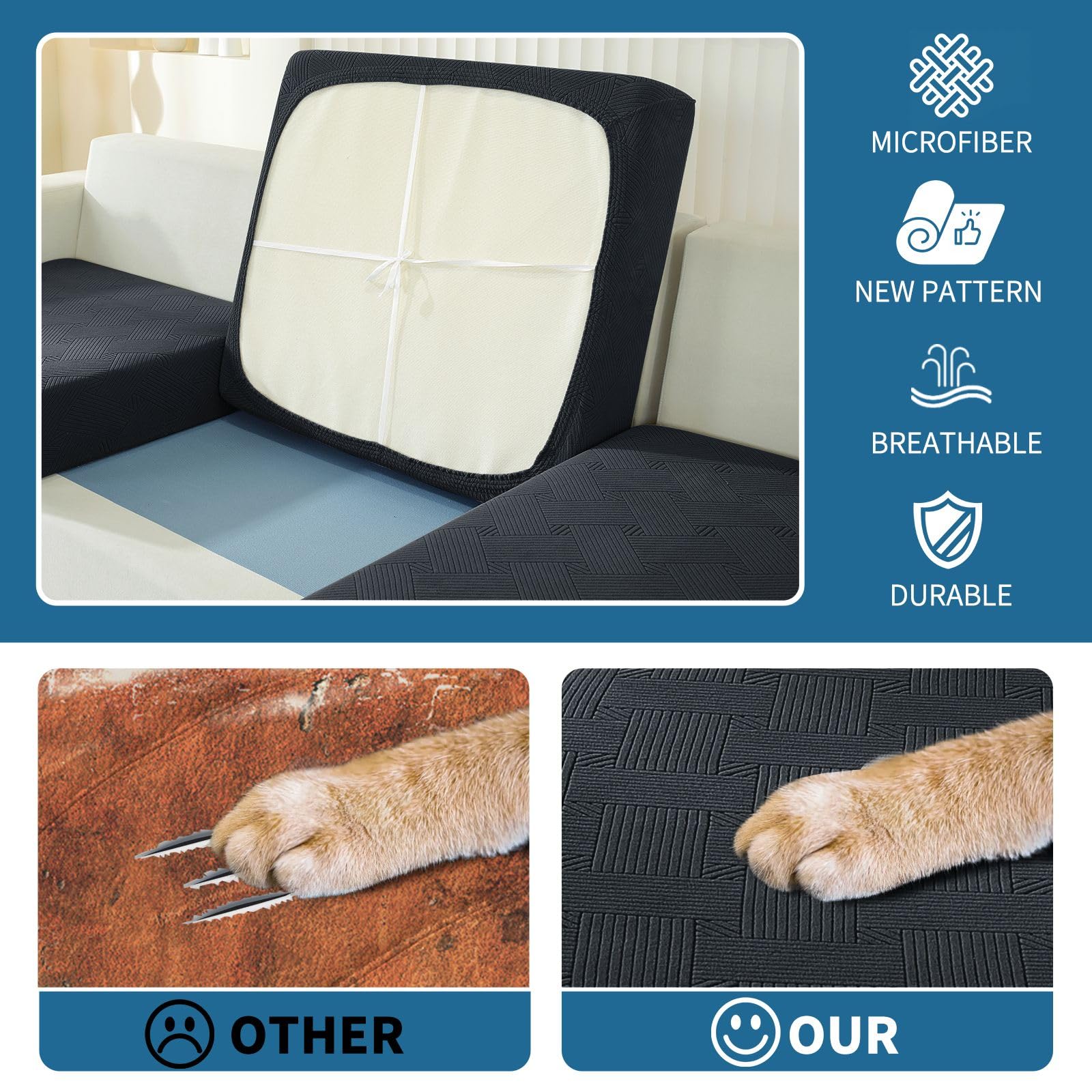 Ystyle Sofa Sitzkissenbezug Stretch, Sofa Sitzbezug, Elastischer Kissenbezüge, Sofa Sitzkissen Sofa Überzug Couch Überzug Schonbezug Sofabezug Sofaschoner (Grau, 2 Sitzer)