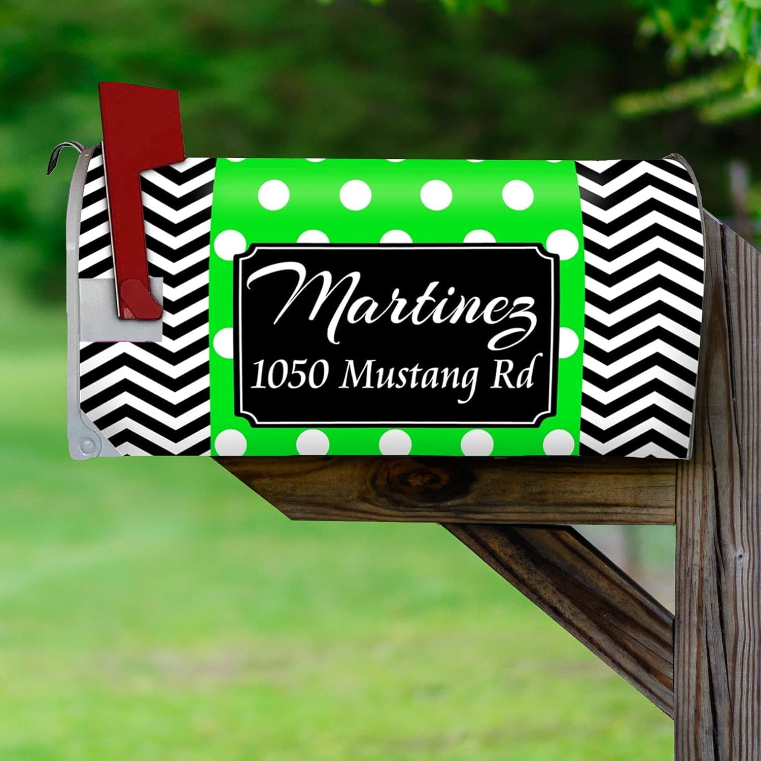 VWAQ Custom Mailbox Cover - Personalized Magnetic Mailbox Wrap Name and Address - PMBM8 (Sky Blue)