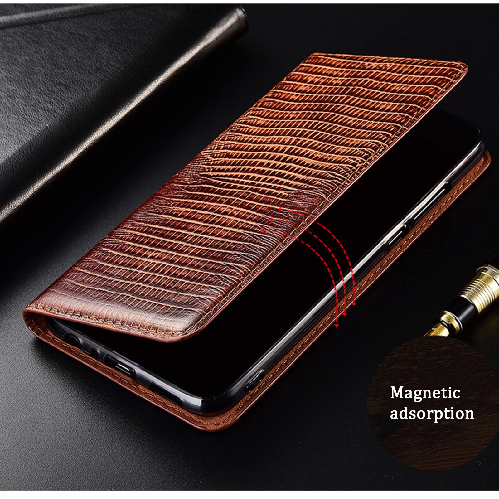 Etui portfelowe na Xiaomi 13 Ultra z uchwytem na karty, trwałe magnetyczne zapięcia z prawdziwej skóry, etui z klapką do Xiaomi 13 Ultra, brązowe 2