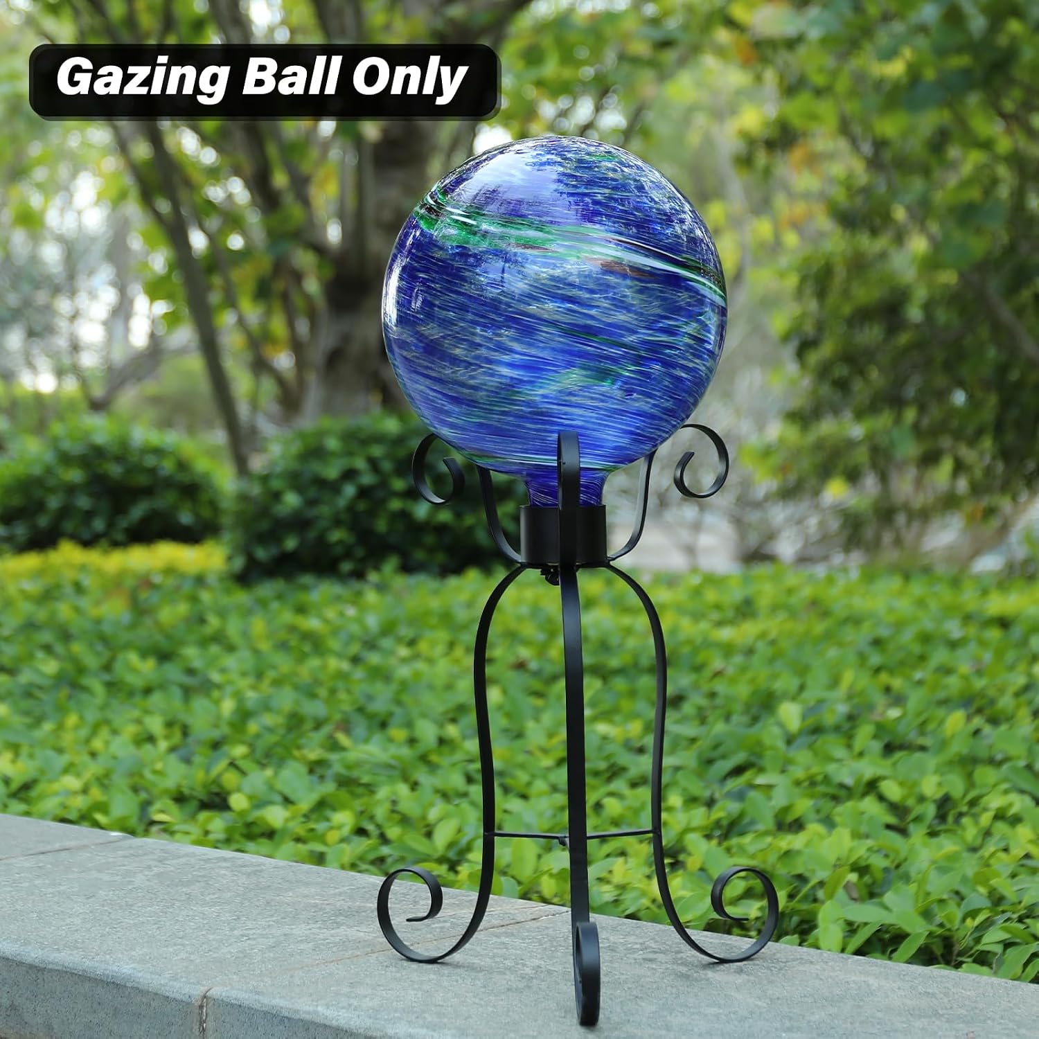 10 Inch Gazing Ball Glass Reflective Garden Globe Outdoor Gazing Globe Yard Ornament for Garden Yard Home Outdoor Decoration Blue(NOT Solar)