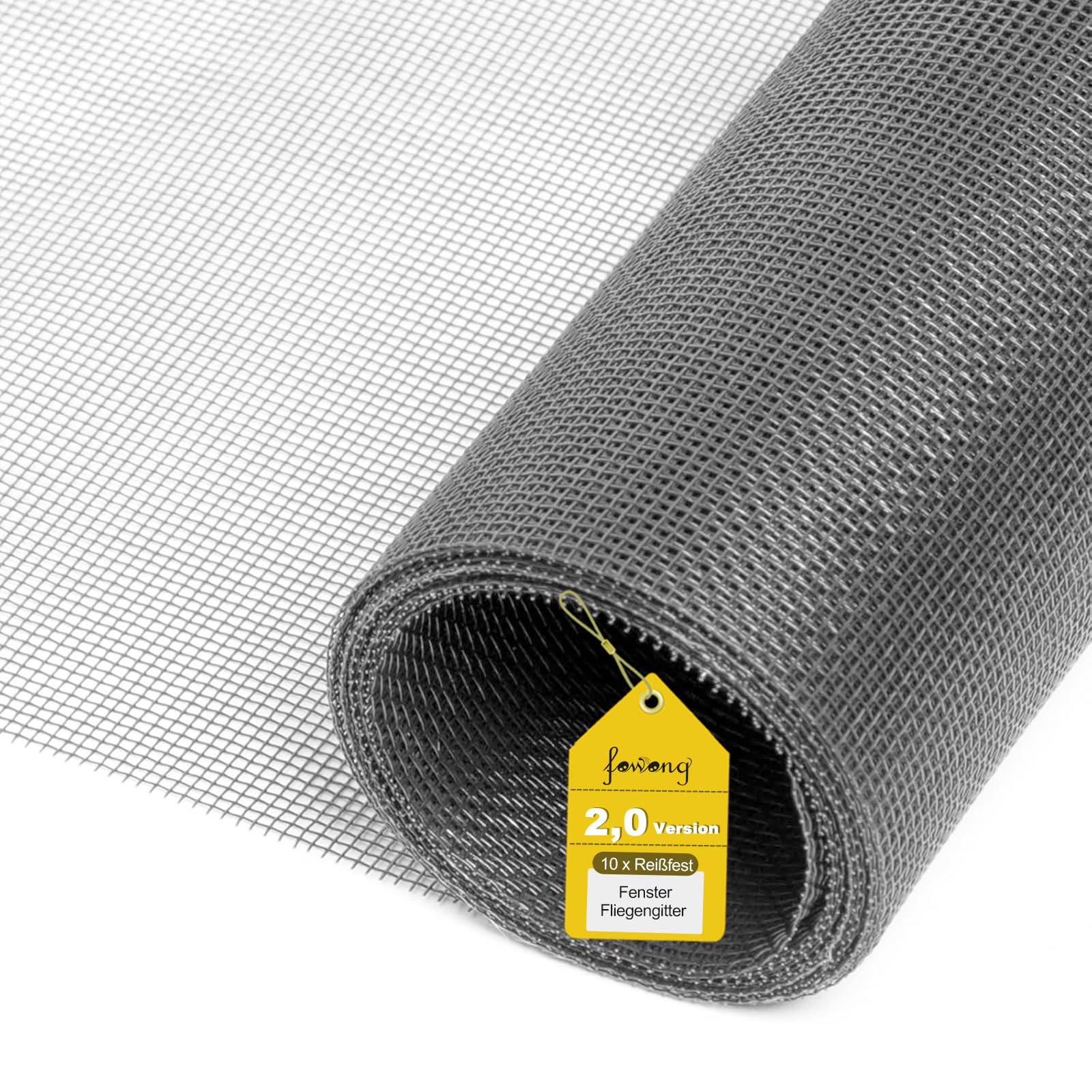 Fowong Grey Fly Screens For Windows Net, X 250Cm Mosquito Netting, Adjustable Diy Fly Screen Window Mesh Roll, Window Screen Replacement, Insect Netting Bug Bee Mosquito Protector, 120Cm