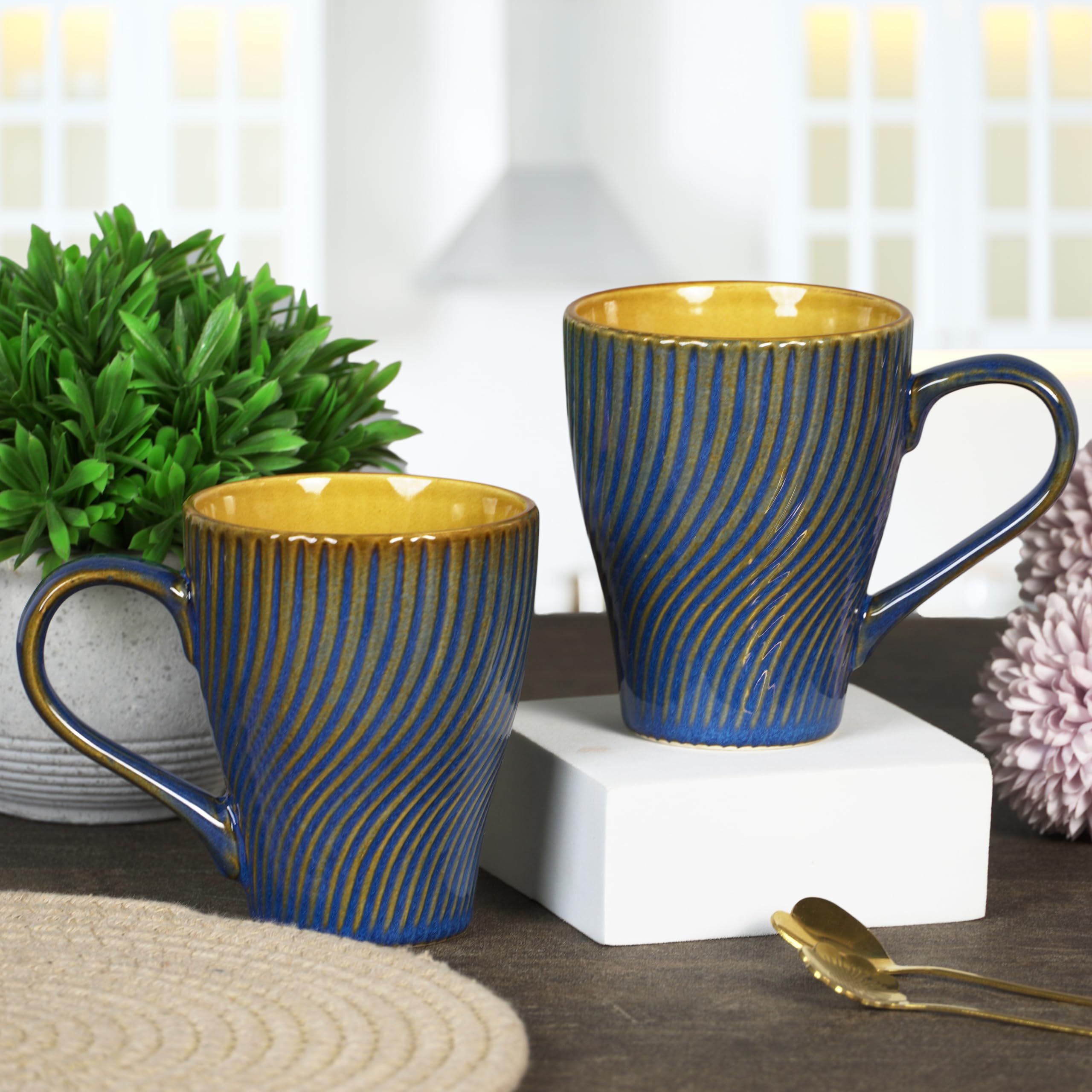 CRAF10 Indigo Gold Coffee Mugs - Set of 1 -13 CRAF10 Indigo Gold Coffee Mugs - Set of 1 -13