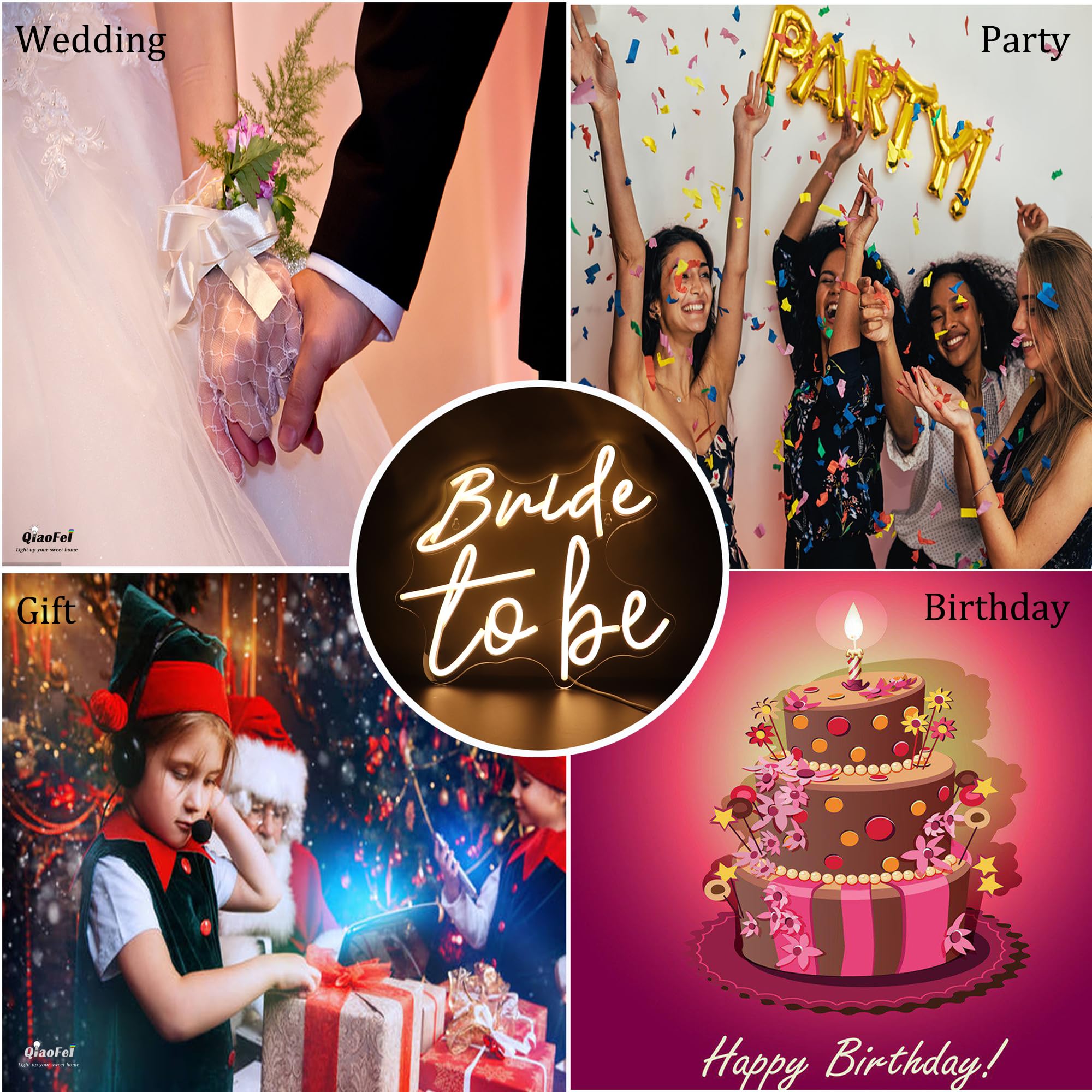 Led Bride To Be Neon Sign USB Powered with Dimmer Switch Neon Lights for Room Home Art Wall Decor Party Window Living Room Decor Wedding Engagement Wall Hanging Decoration (Warm white) - Image 4