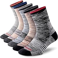 FEIDEER Men's Cushioned Hiking Walking Socks - Moisture Wicking Quarter Crew for Outdoor Sports, 3-5 Pairs, Sizes 6-15