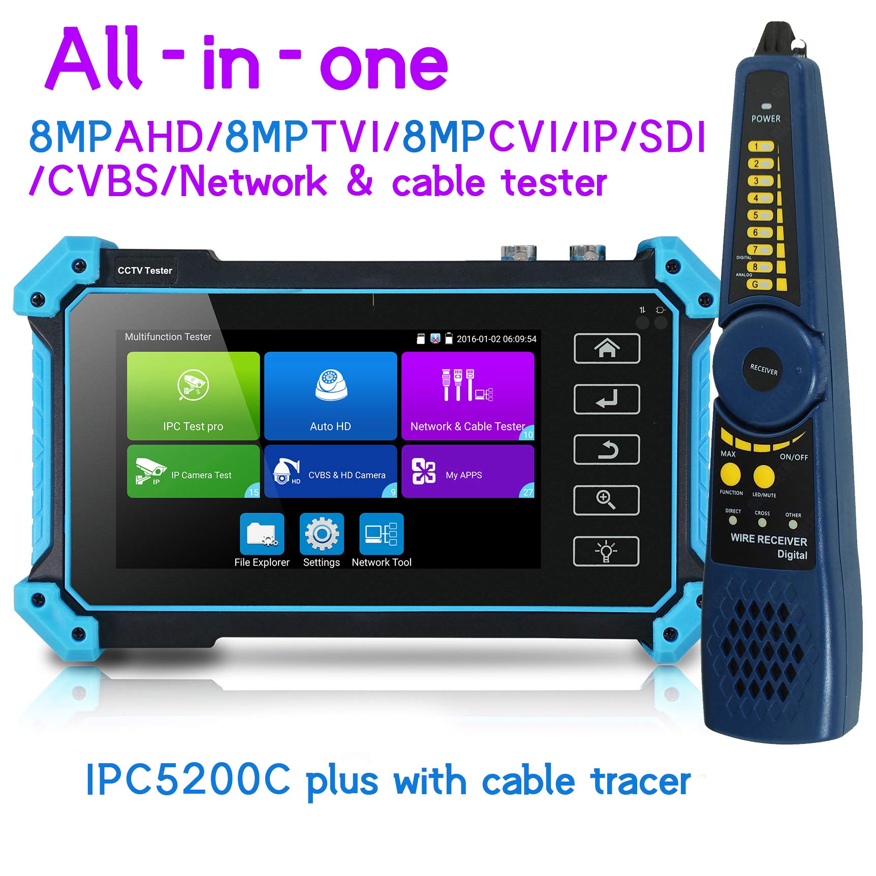 12,7 cm (5 Zoll) Touch-Screen Coaxial HD CCTV Tester Monitor unterstützt 8MP AHD TVI CVI SDI & 4K IP Kamera & CVBS Kamera Test, mit HDMI VGA Eingan