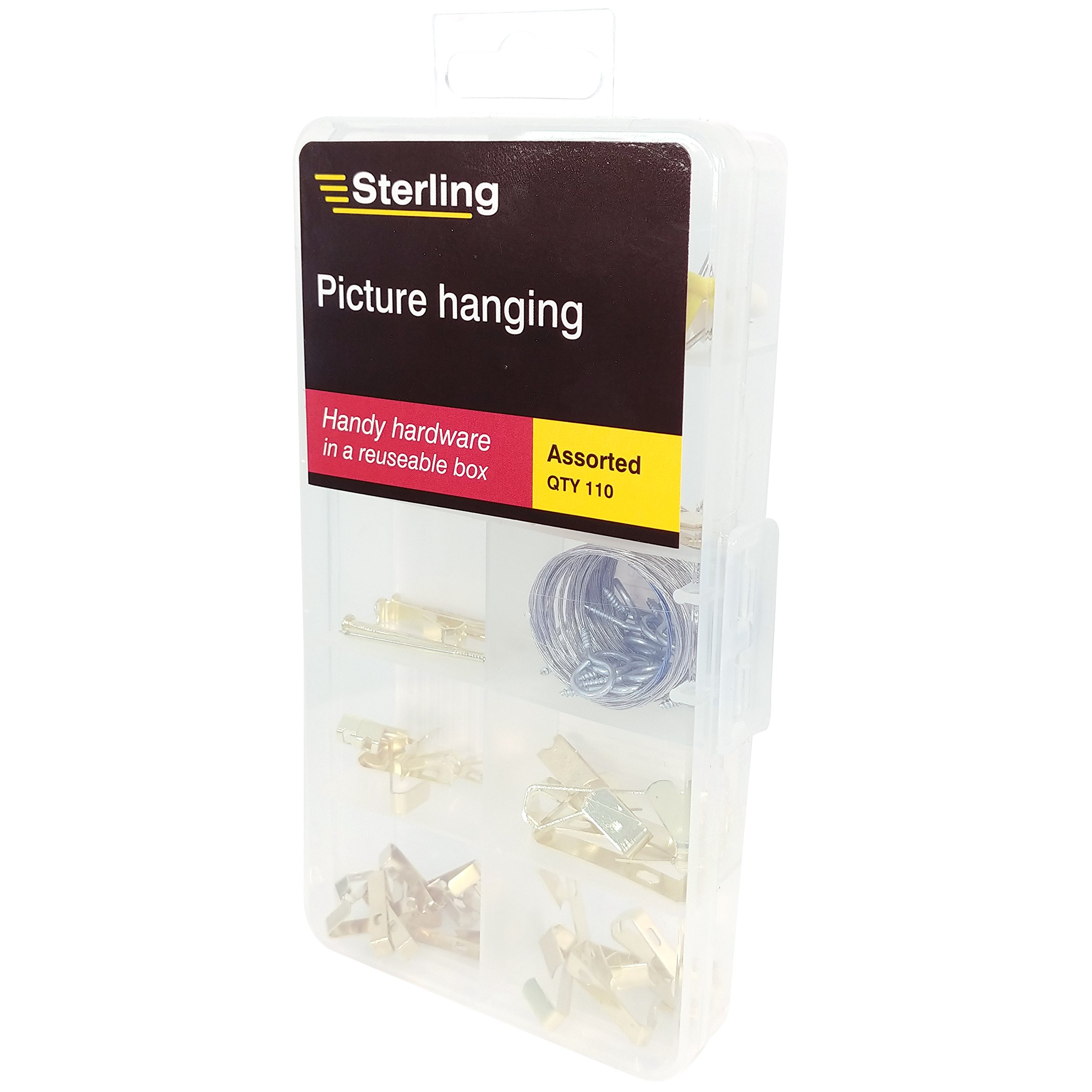Sterling PHANG1 Bilderaufhänger-Set – 110 Teile, Farblos, Mit Haken, Nägeln & Draht