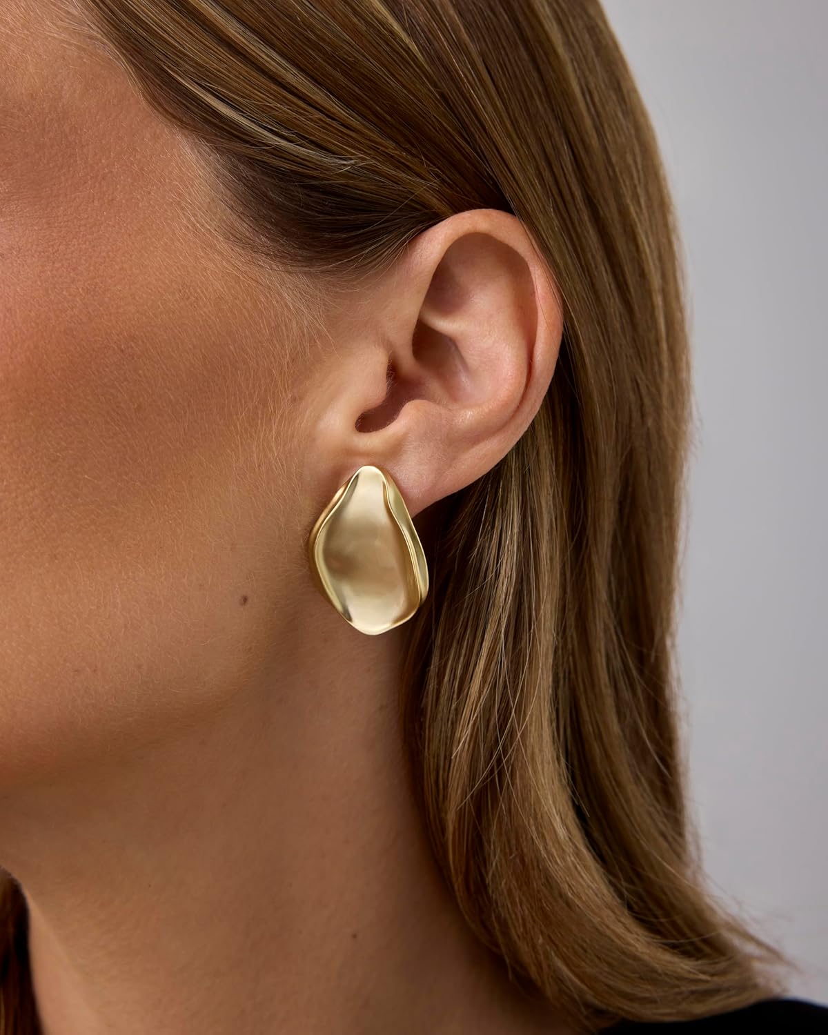 PAVOI 14K Gold Plated Sterling Silver Posts Chunky Vintage Organic Hammered Brushed and Textured Geometric Earrings for Women | Statement Earring Pair - Image 2