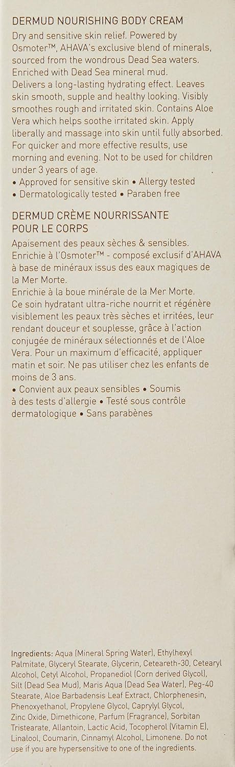 AHAVA Dermud Nourishing Body Cream, 6.8 Fl Oz : AHAVA: Beauty & Personal Care