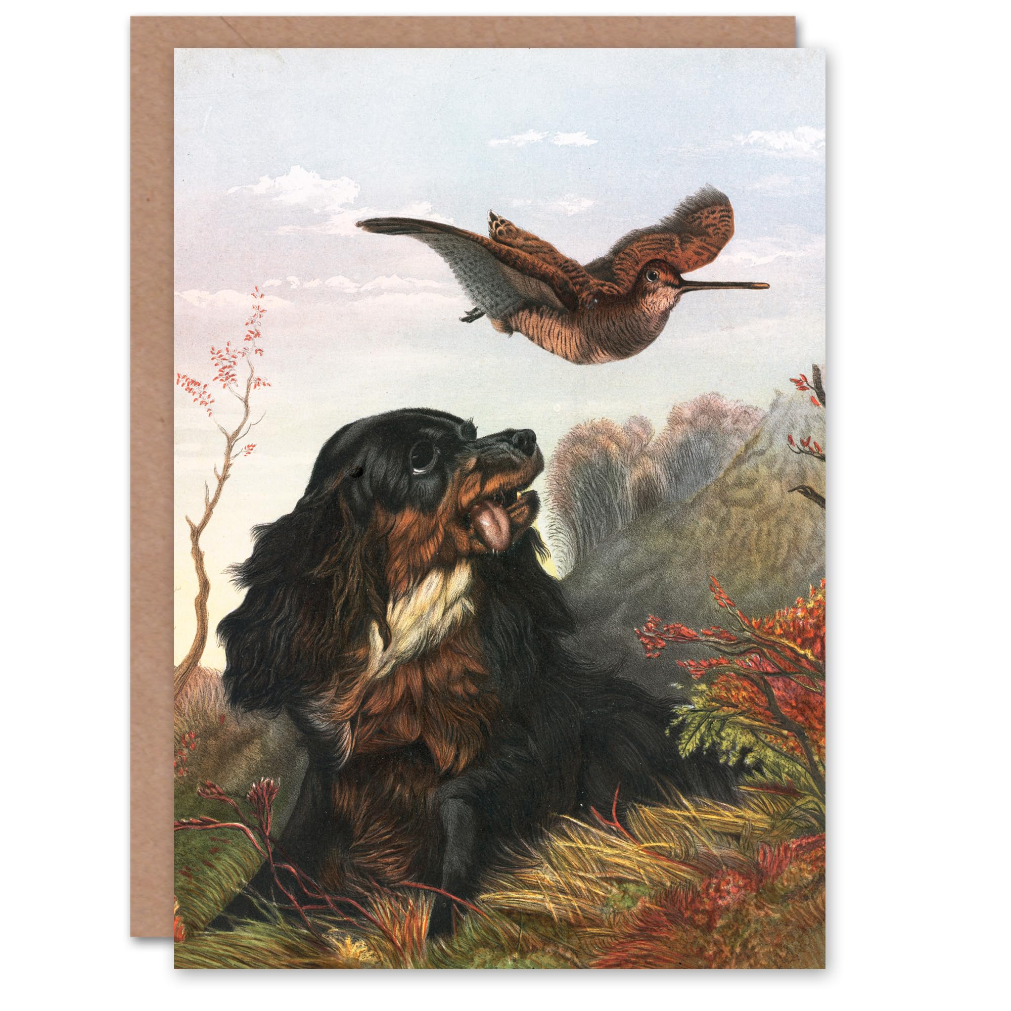 Artery8 Arthur Fitzwilliam Tait Art Card Cocker Spaniel Dog and Woodcock
