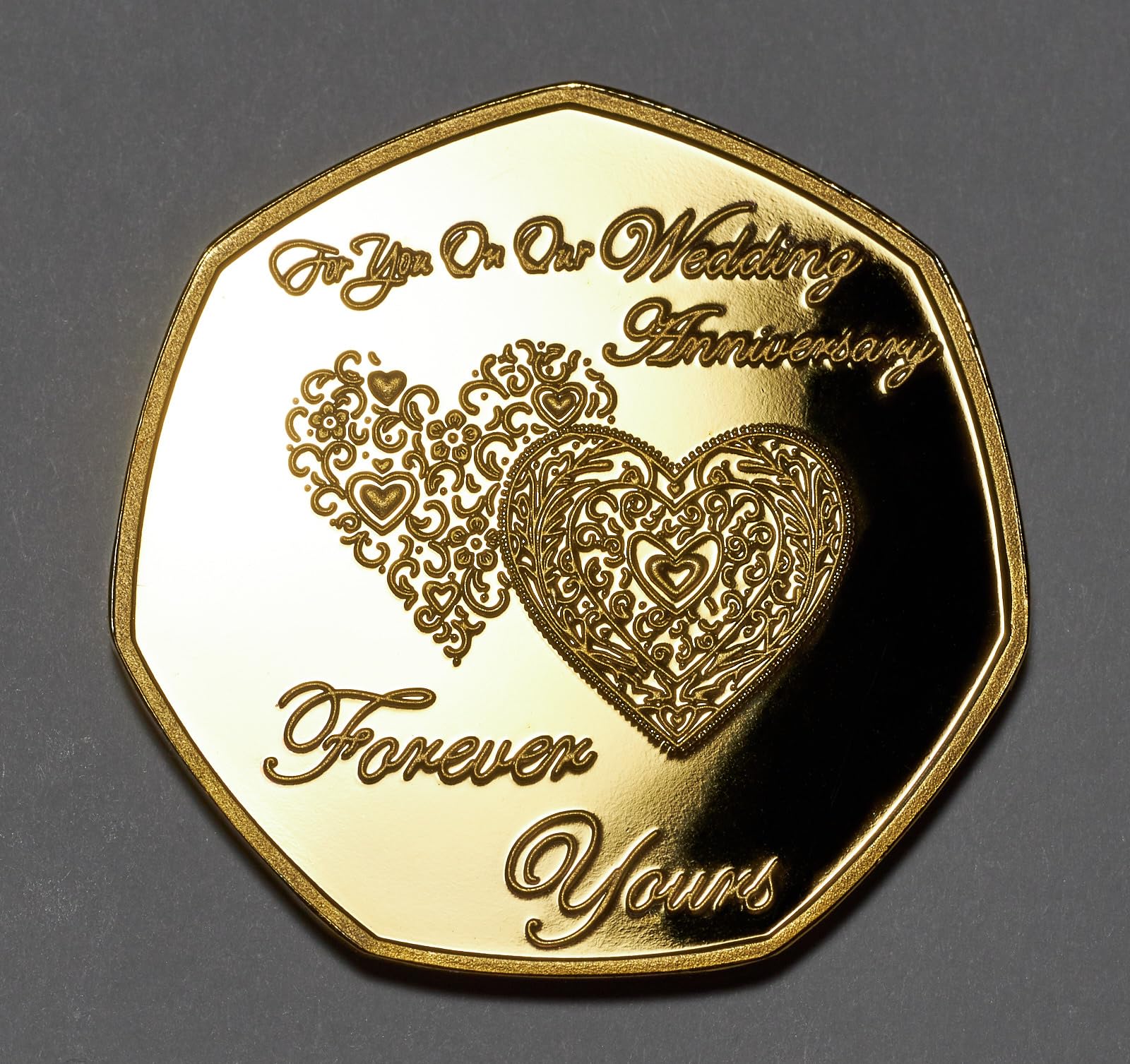 The Commemorative Coin Company For You On Our WEDDING ANNIVERSARY 24ct Gold Commemorative. Forever Yours. Husband/Wife. Gift/Present/Love/Celebration/Occasion/Hearts