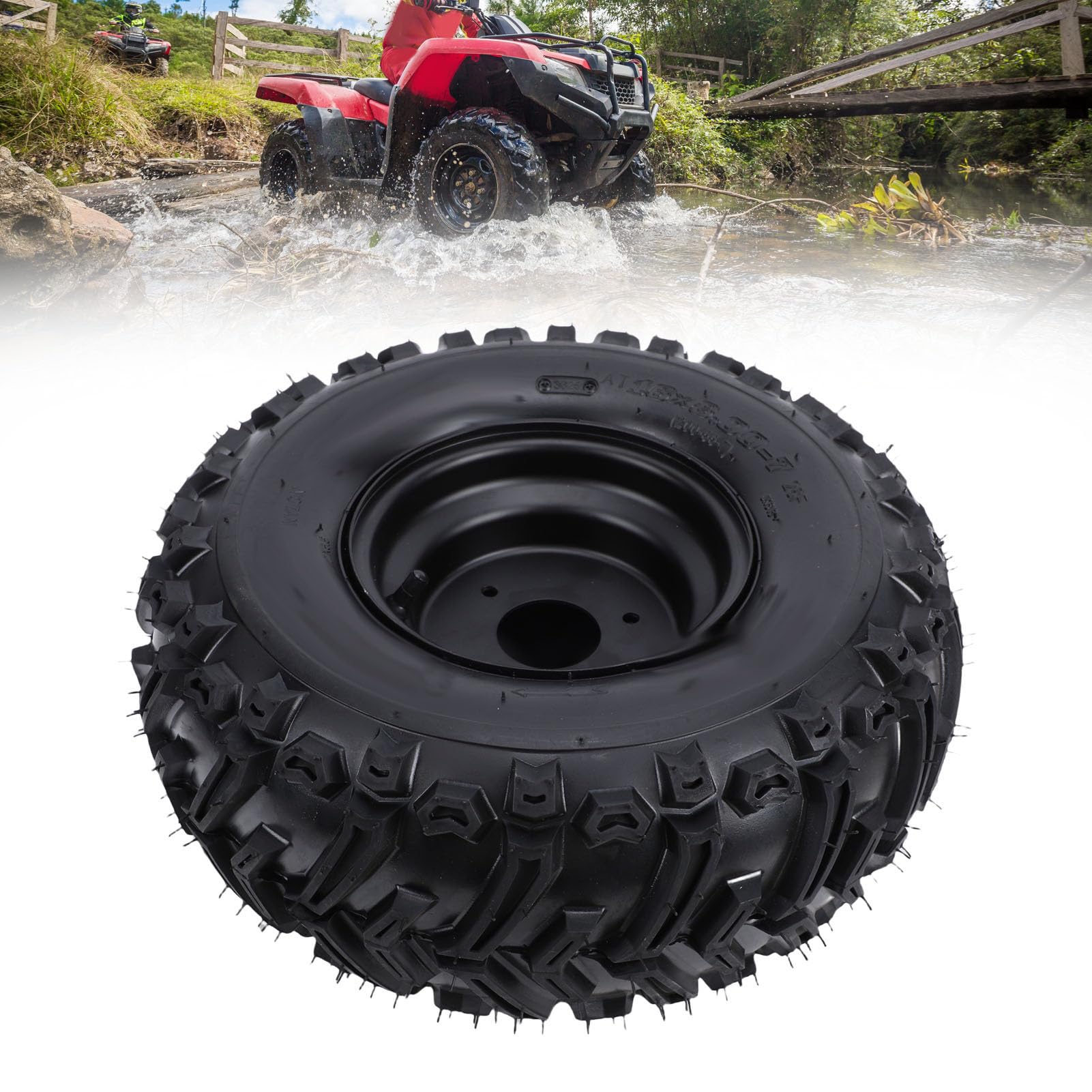 Akozon Pneumatico per Ruote 16x8-7 con Cerchione Pneumatico Tubeless Antiforatura per Carrello Fuoristrada ATV UTV Go Kart