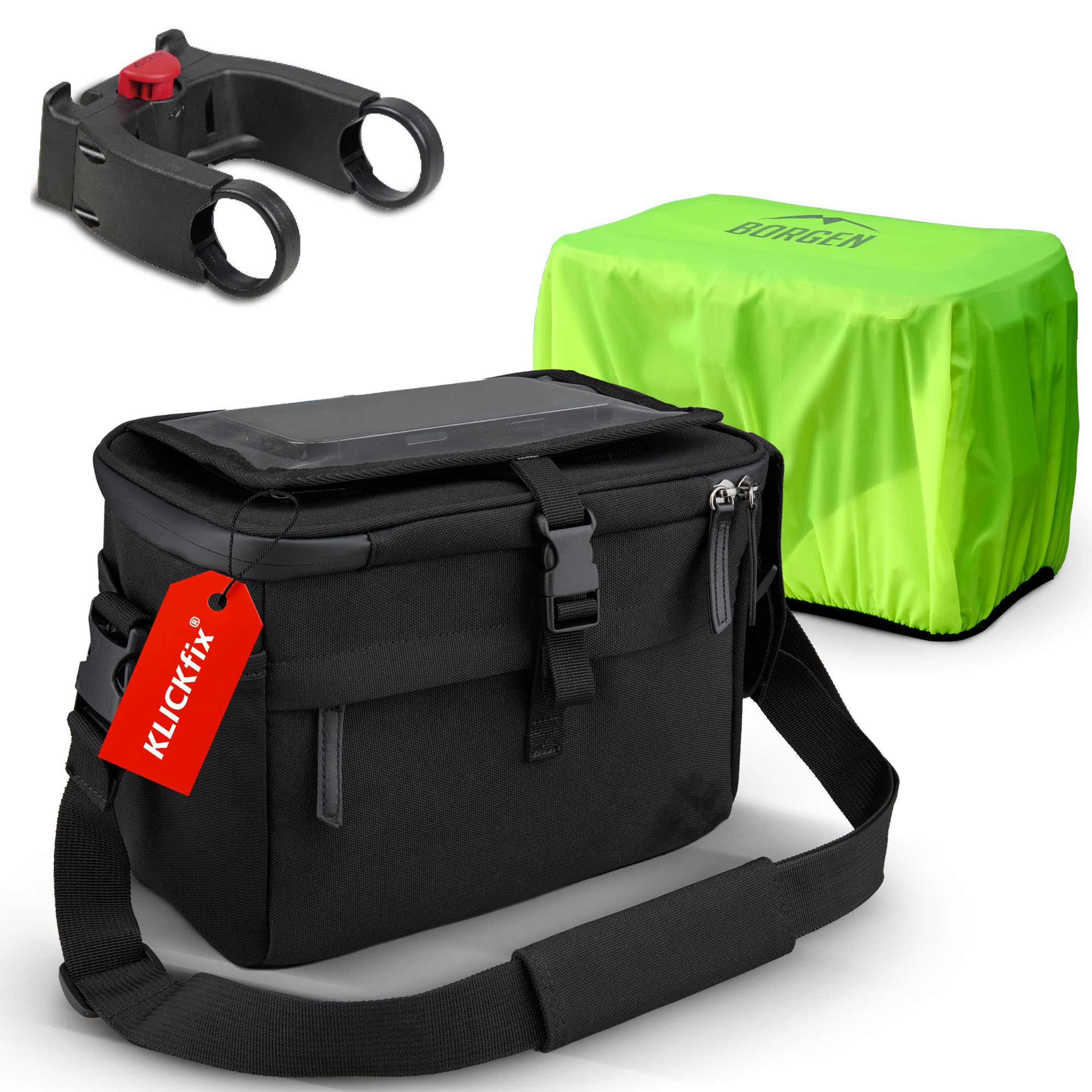 Borgen KLICKfix Lenkertasche Smartphone - Wasserabweisende und geräumige Fahrradlenkertasche 6 L - Fahrradtasche Lenker ebike - Fahrrad Lenkertasche Handy