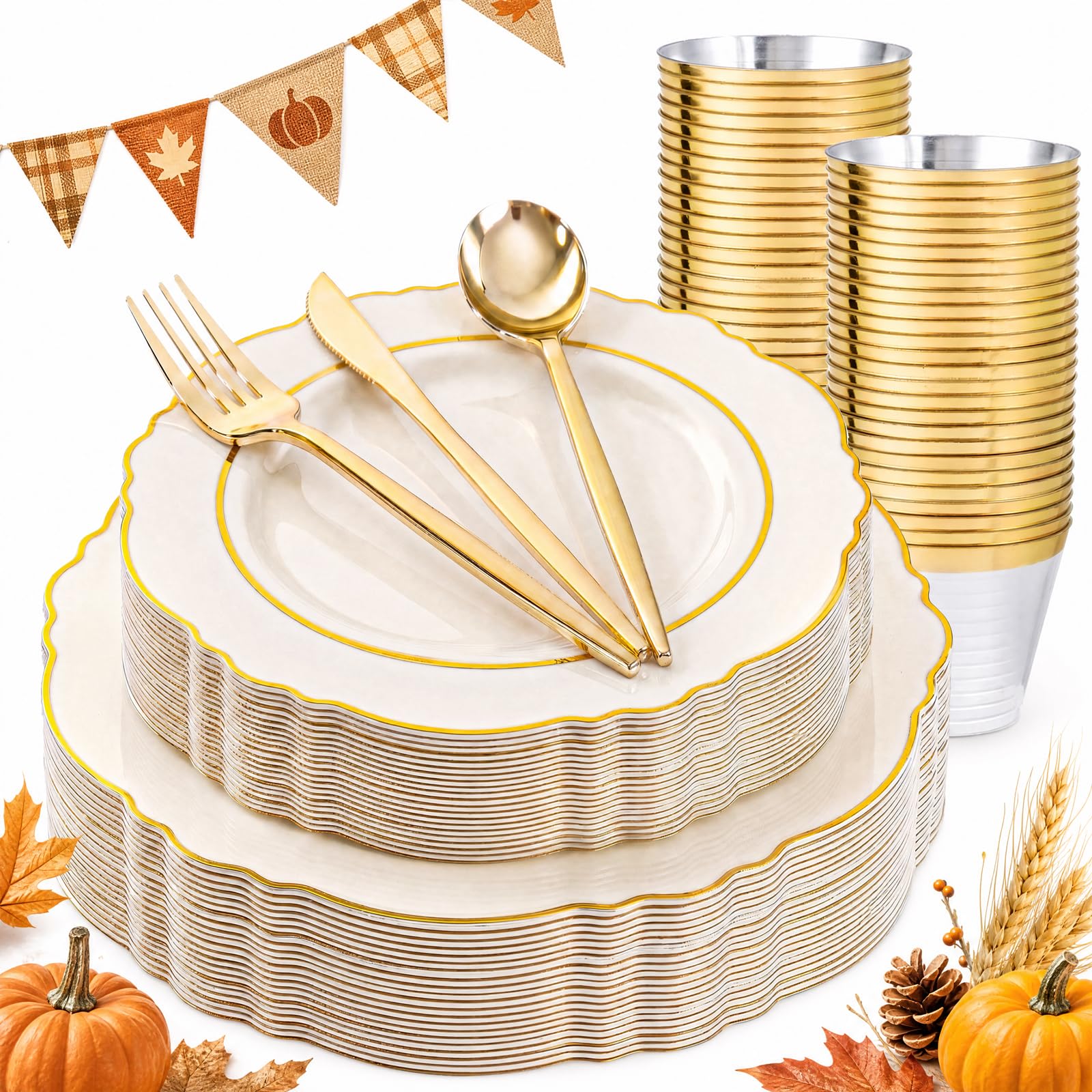 Green Plastic Plates & Cutlery Set - Party Supplies -19
