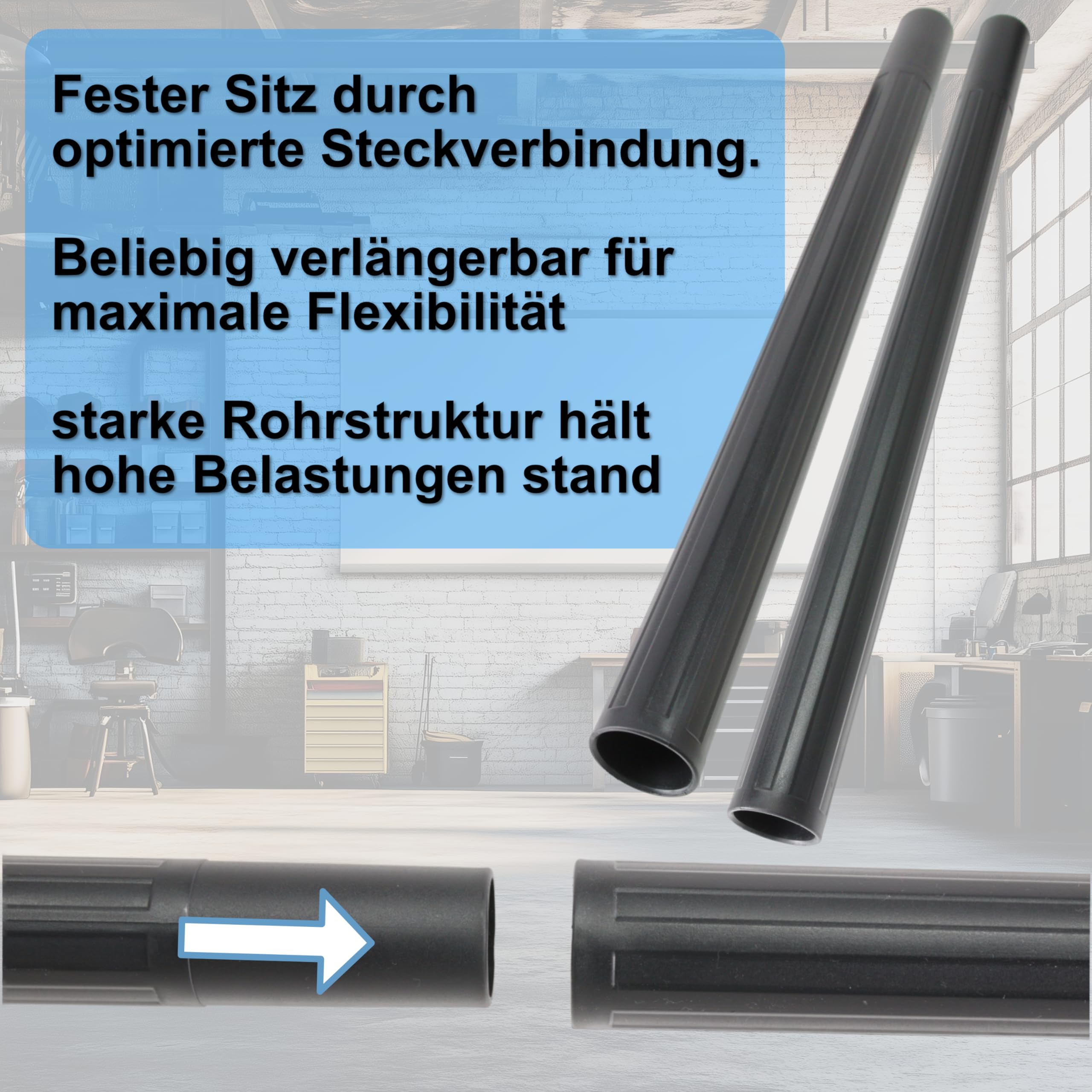 2X Staubsaugerrohr Kompatibel mit Kärcher WD2 WD3 WD4 WD5 WD6 MV2 MV3 A2004 | DeClean Staubsauger Rohr 35mm Verlängerung | auch Nilfisk Buddy Sauger Zubehör Universal Verlängerungsrohr Ersatzteil