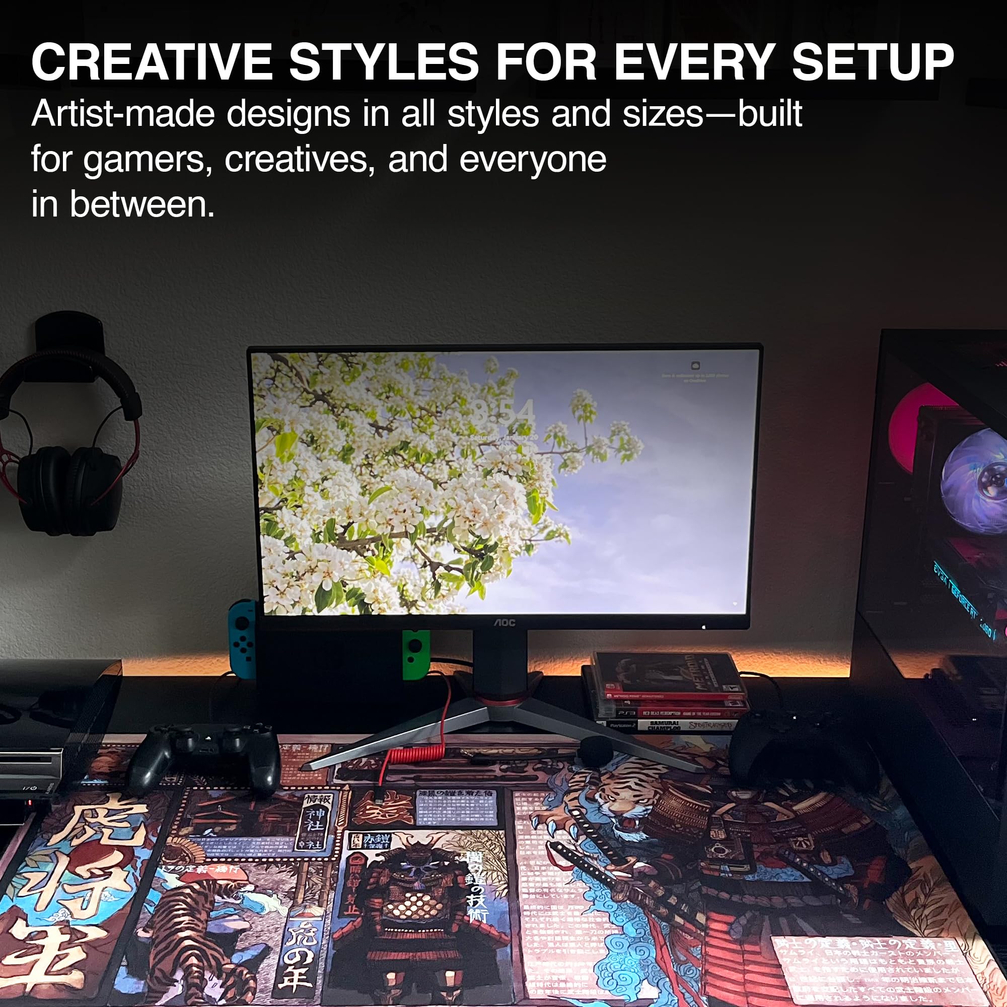 DURAGLYDE Machinami Large Size Gaming WFH Mousepad Full Desk (36" X 17") (Orginal, DuraGlyde Fabric