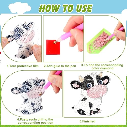 Miniatura 7 de 12 llaveros de pintura de diamantes 5D para bricolaje, diamantes de imitación acrílicos, arte de diamantes para adultos, principiantes, colgante