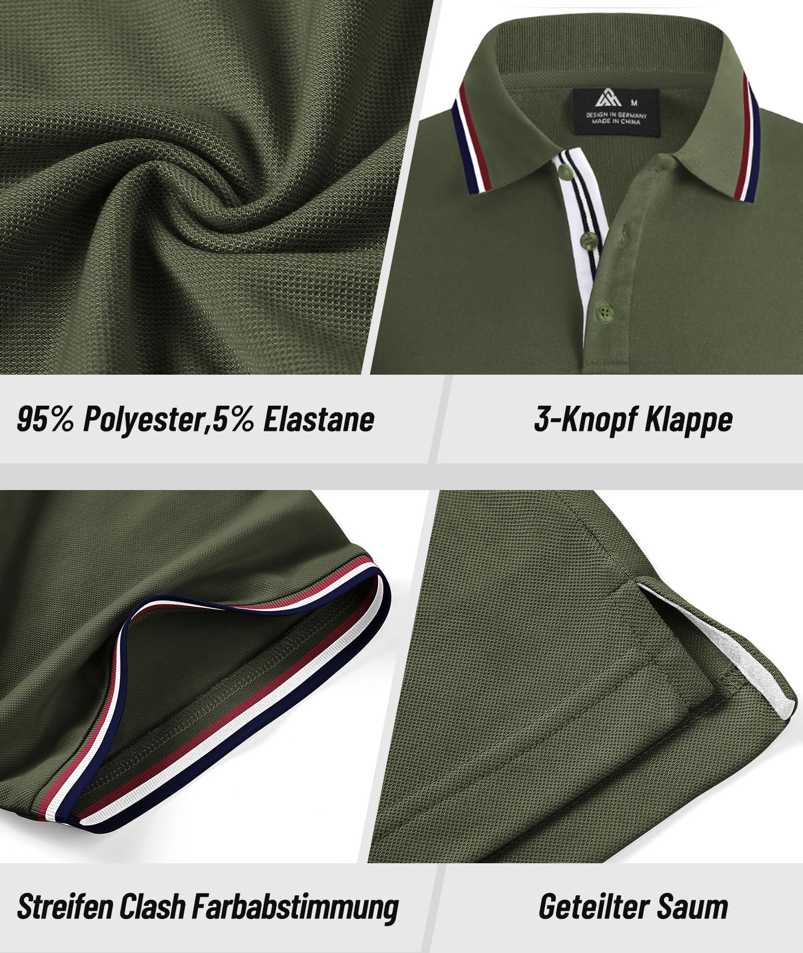 SwissWell 3er Pack Poloshirt Herren Kurzarm Golf T-Shirt für Herren Atmungsaktiv Polo Shirts Männer