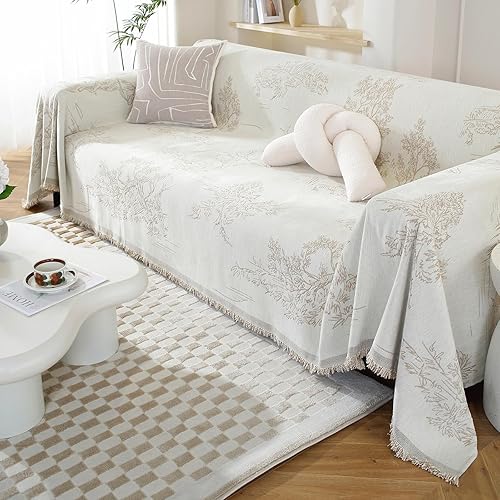 Miniatura 4 de DREAMINGO Fundas de sofá estilo botánico bohemio para sofá modular de 3 cojines, protector de sofá, fundas lavables para mascotas, fundas de café