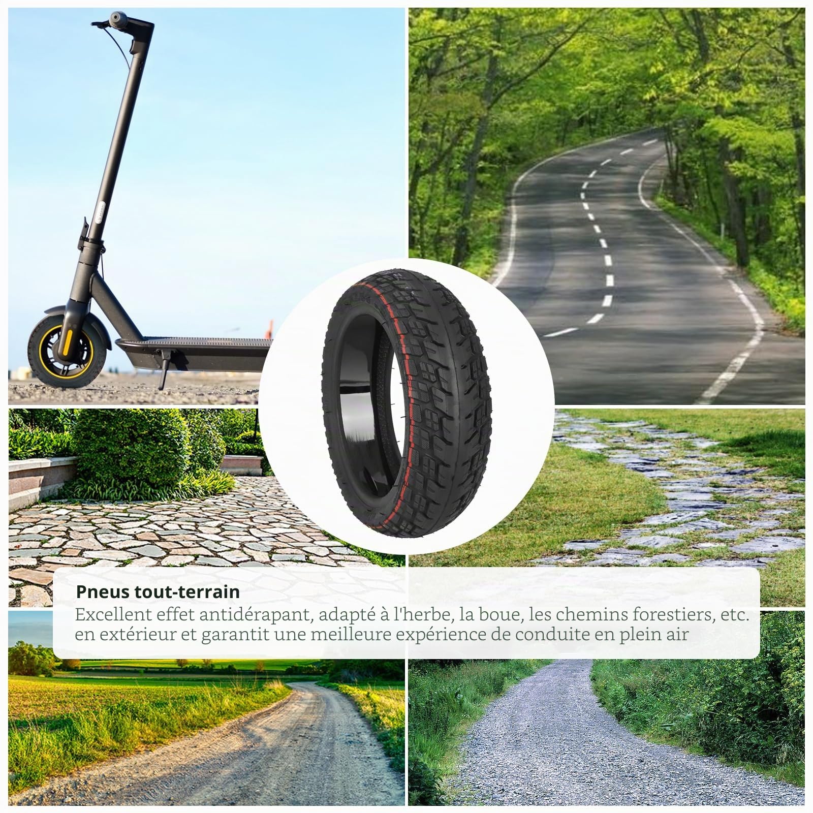 9,5 x 2,50 Pneu Tubeless Auto-Réparable pour Niu KQI3 Max/Pro/Sport Trottinette Électrique de Remplacement 9,5 Pouces Pneu Offroad à Vide Accessoires (9,5 x 2,5 Pneu Auto-Réparable * 2)