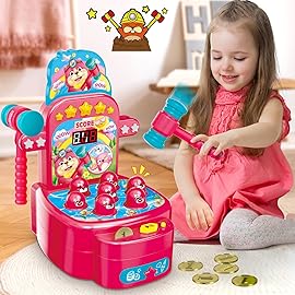 VATOS Hammer Game, Mini Electronic Arcade Game with 2 Hammers, Pounding Toys Toddler Toys for 3 4 5 6 7 8 Years Old Boys Girls, Developmental Toy Interactive Toy