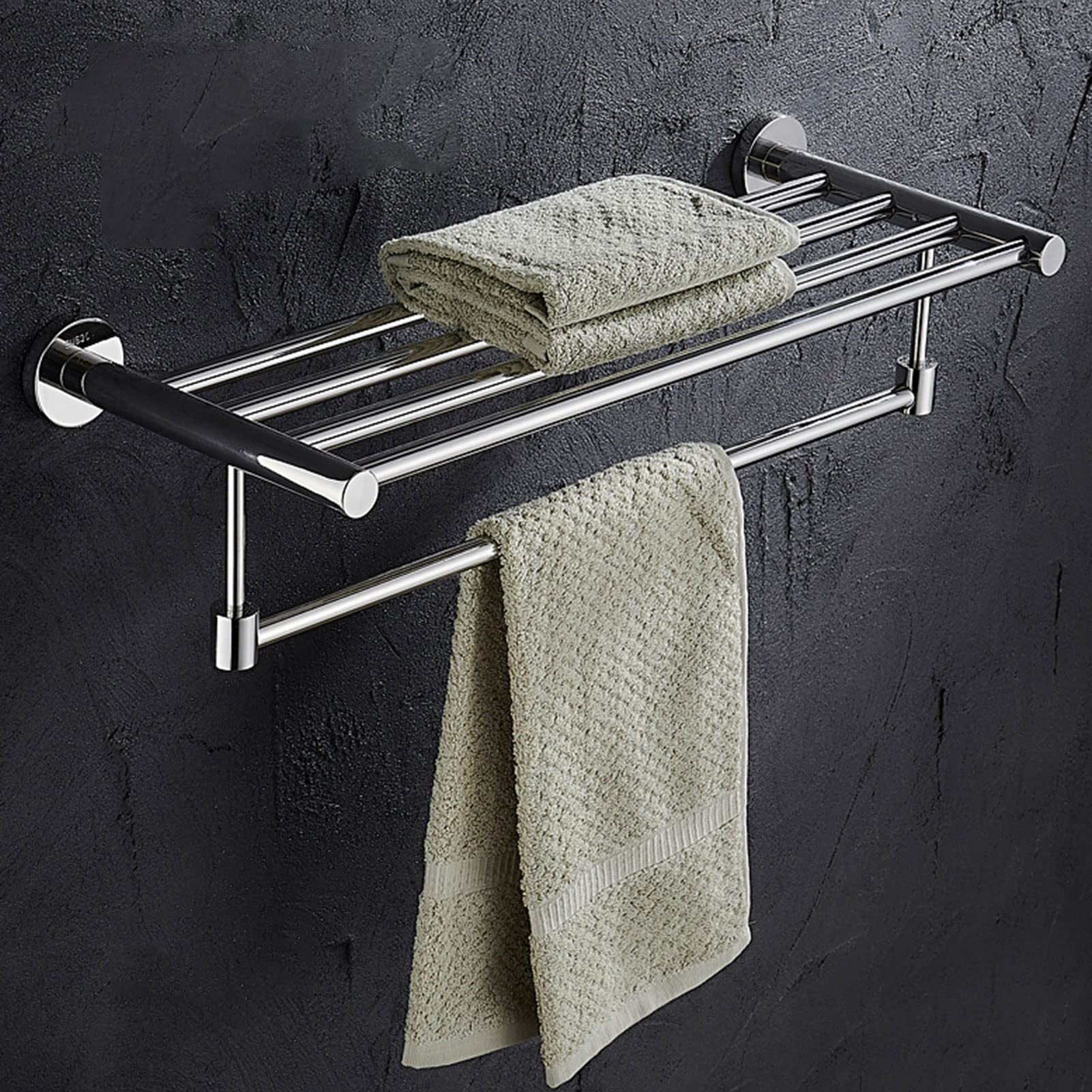 Barra toallera de Acero Inoxidable 304 de 40 cm a 120 cm, Soporte de Pared para baño o Cocina, Acabado Plateado Pulido (tamaño: 60 cm).