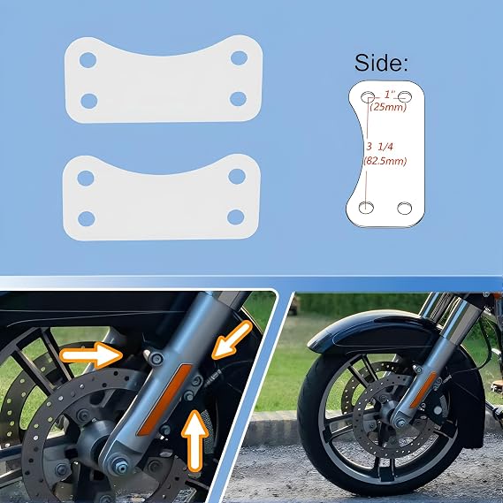 Motorcycle Front 21 Wheel Fender Risers Lift Brackets fits for Harley Davidson Touring Electra Glide Street Glide Road Glide Road King Models 2014-2025 (Chrome)