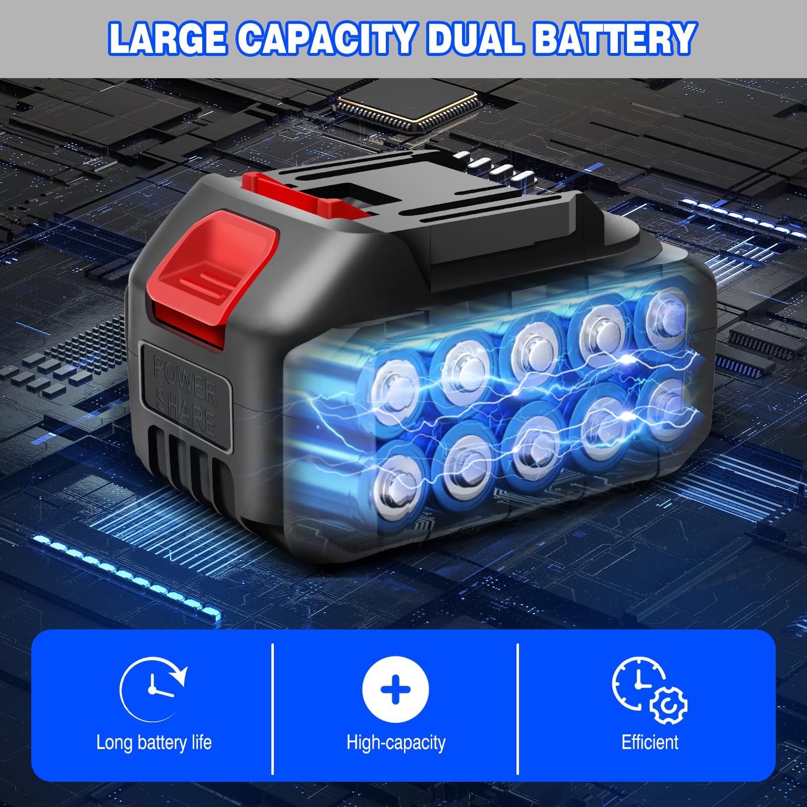 Motosierra eléctrica inalámbrica de 16 pulgadas con motor sin escobillas, sierra eléctrica potente con sistema de aceite automático, motosierra de batería para jardín con 2*4000mAh baterías+2 cadenas