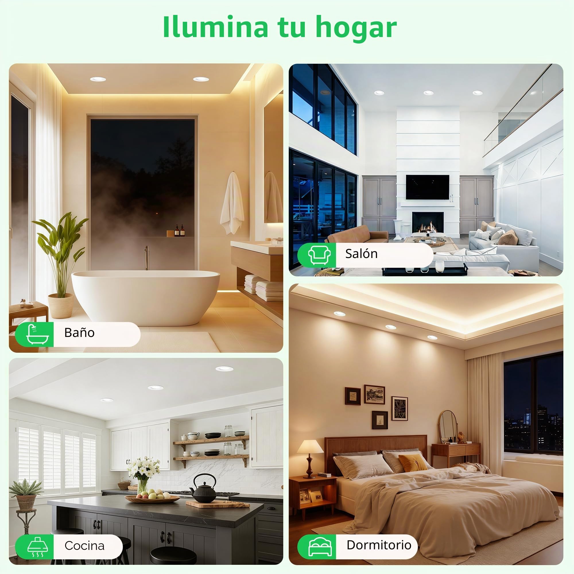 Downlight LED Techo Empotrable Rotable 230V, 5W 500LM Focos LED Interior Techo Blanco Cálido Blanco Neutro Blanca Frío, IP44 Ojos de Buey Extraplano, Corte 68-80mm, Blanco 6 Pack