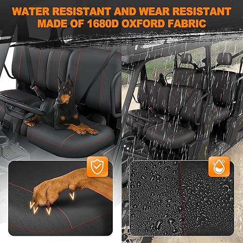 Miniatura 45 de BORDAN Funda de asiento UTV para Polaris Ranger 500 700 800 2002-2008 (solo asiento delantero), resistente al agua 1680D, protección completa, juego