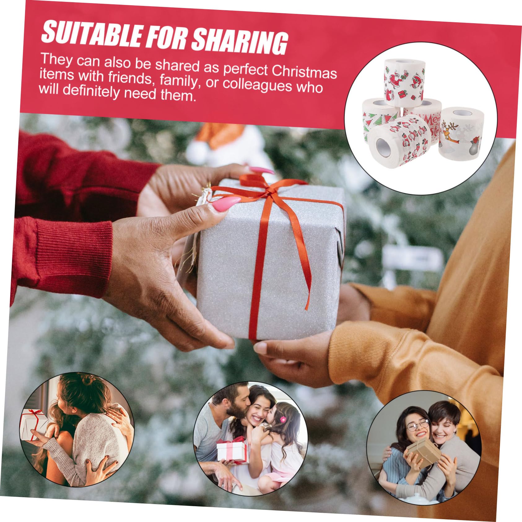 5rotoli Tovaglioli Natalizi di Carta Monouso Articoli per Feste di Natale Tovaglioli per Tavola Natale Pratici e Assorbenti