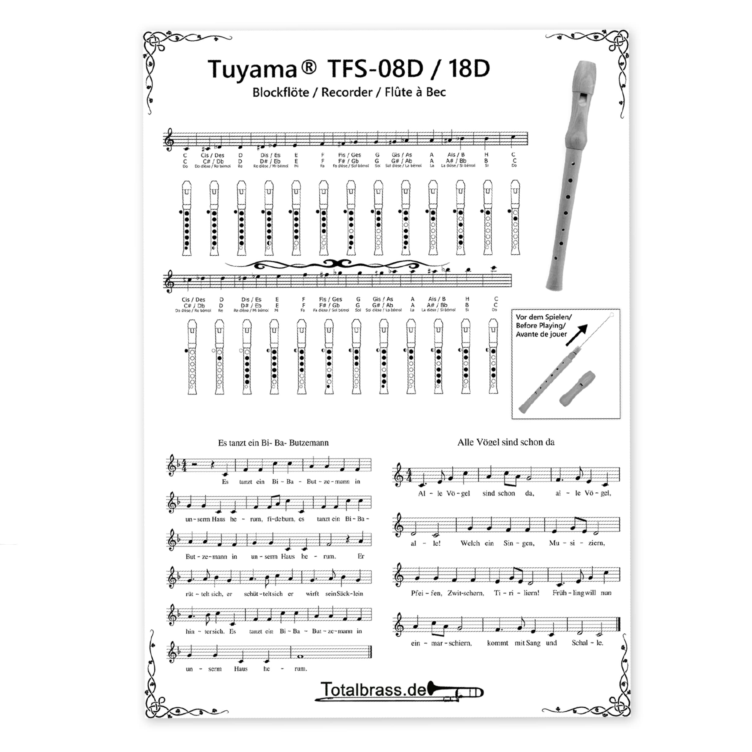 TFS-08D flet słodki z tworzywa ABS - niemiecki uchwyt - uchwyt i nuty - flet sopranowy