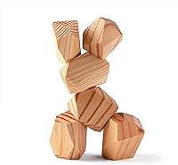 Vista 1 de PERCHED Rocas apilables de pino natural, bloques de madera grandes, juego de rompecabezas Montessori, juguetes para niños pequeños para aula, juego