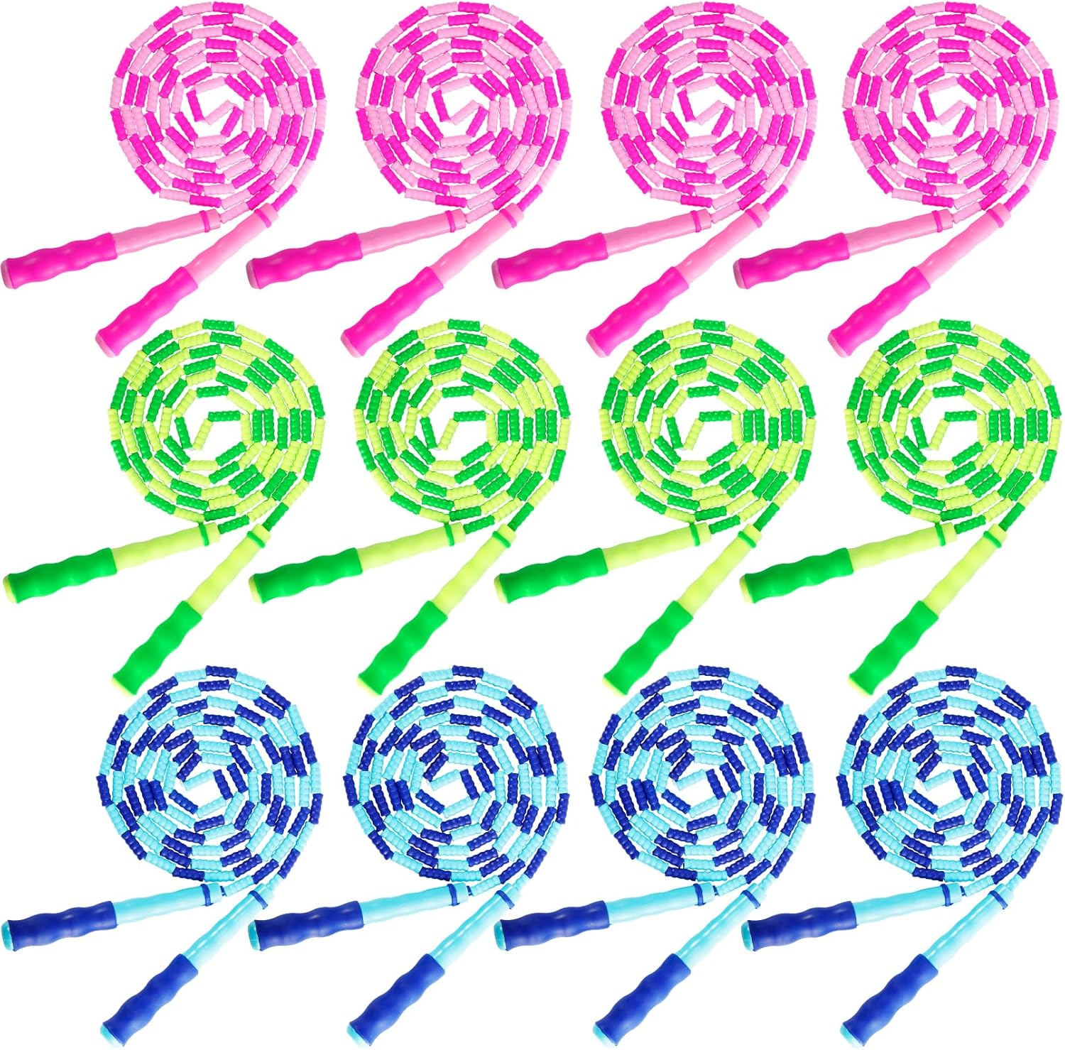 12 Pack Jump Ropes for Kids,Beaded Jump Rope,Adjustable Length Tangle-Free Segmented Jumping Rope,Beaded Skipping Ropes for Kids,Men,Women,Adults Exercise,8.2 Ft