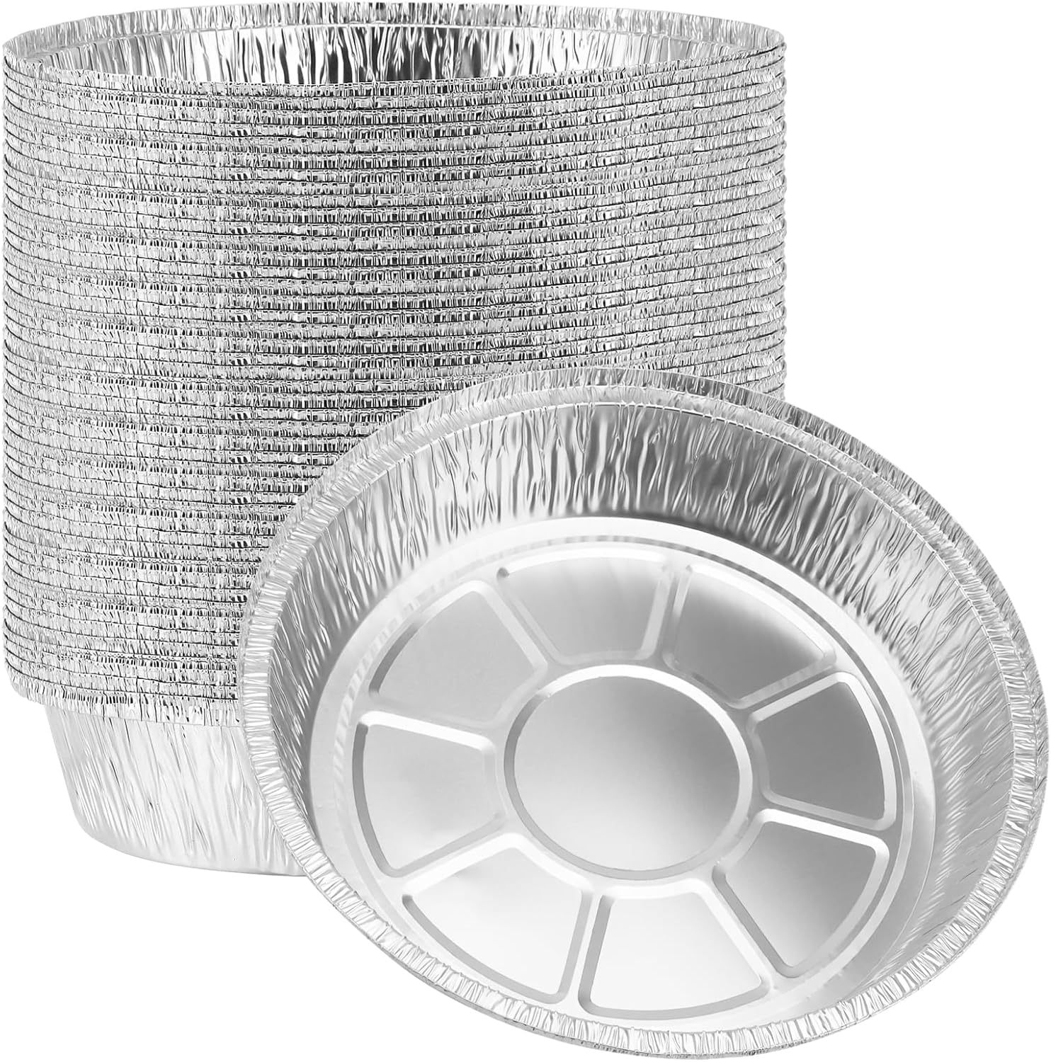 Lot de 50 barquettes rondes en aluminium de 23 cm - Pour griller, rôtir, cuisiner