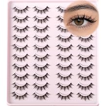 Lashes False Eyelashes Doll Eye Lash Strips Wispy Fake Strip Eyelash Natural Anime Lashes 20 Pairs Demi Wispies Spiky Eyelashes Pack Full Short Manga Pestanas Postizas for Women Daily Makeup
