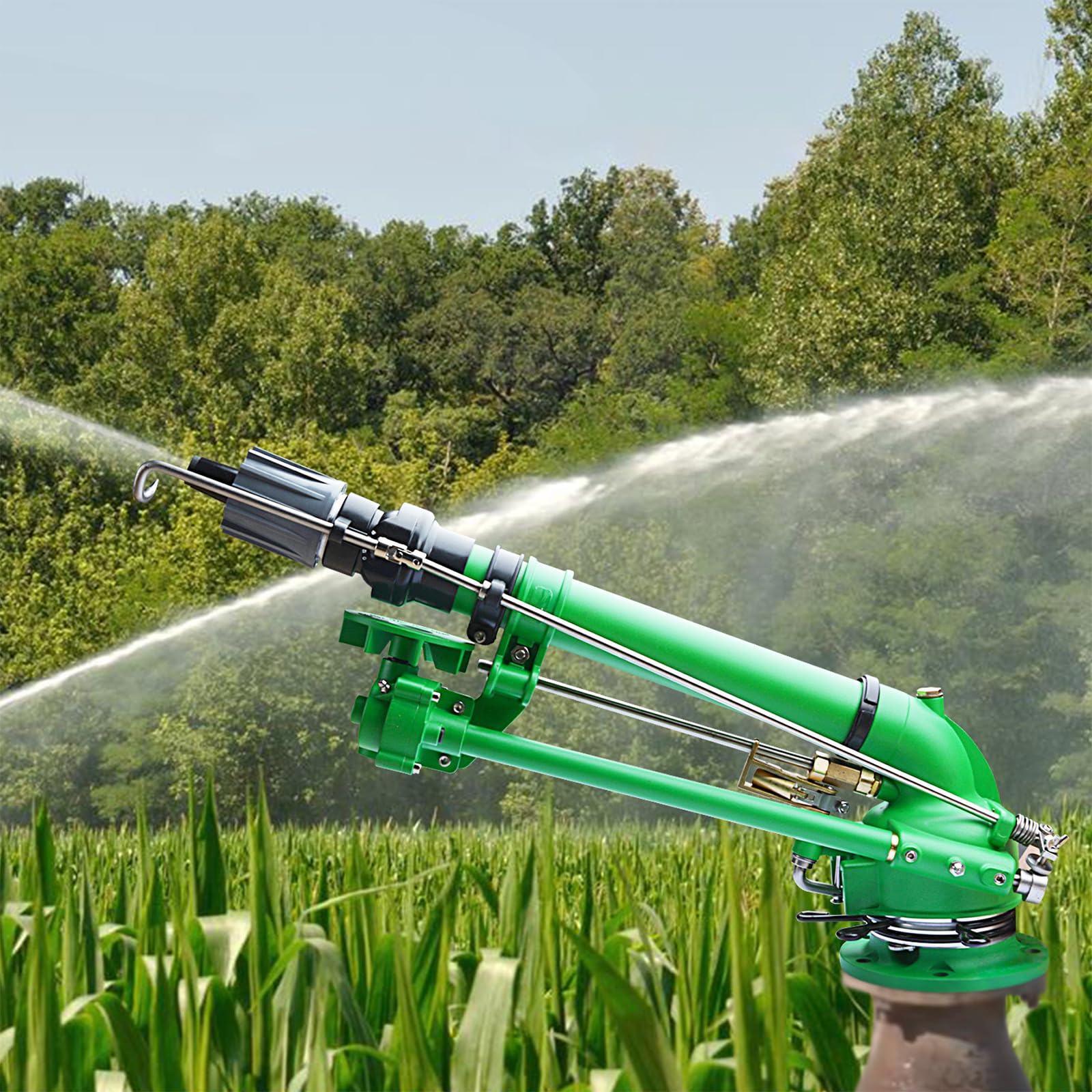 Arroseur d'arrosage avec support de 1,5 m, réglable à 360° pour un arrosage de grande surface, idéal pour l'irrigation de la ferme, de la pelouse et du jardin