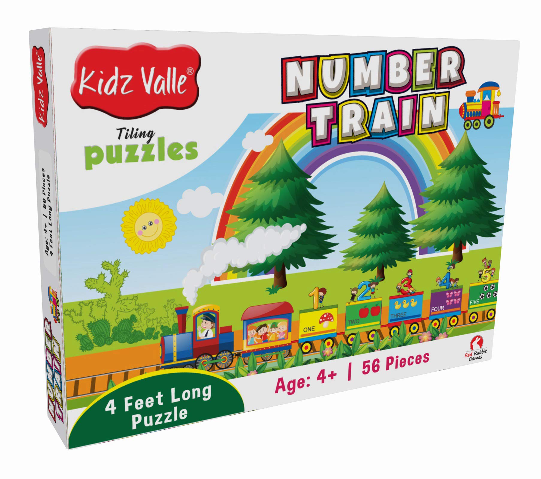 Kidz Valle Number Train 4 Feet Long 56 Pieces Jigsaw Puzzle for Age 4 Years and Above,