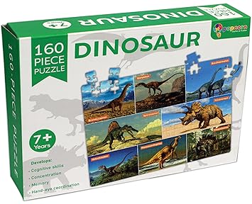 Popcorn 160 Piece Puzzles for Kids | Dinosaur Jigsaw Puzzle Game for 7+ Years Old Children | Improve Kid Knowledge and Concertation - image, photos