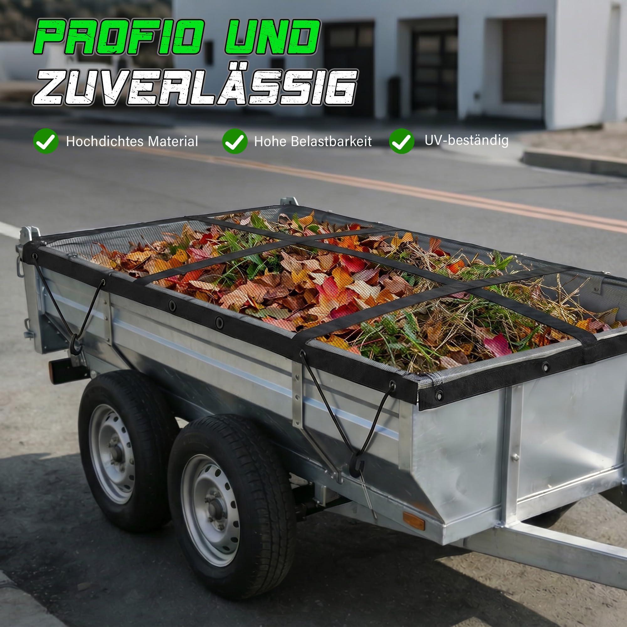 STARLEAPARTS Anhängernetz Feinmaschig 1,2x1,8m mit 16 Haken, Abdecknetz für Anhänger mit Gummiseil, Anhängerplane Containernetz Ladungssicherung für Auto, LKW, Schwarz