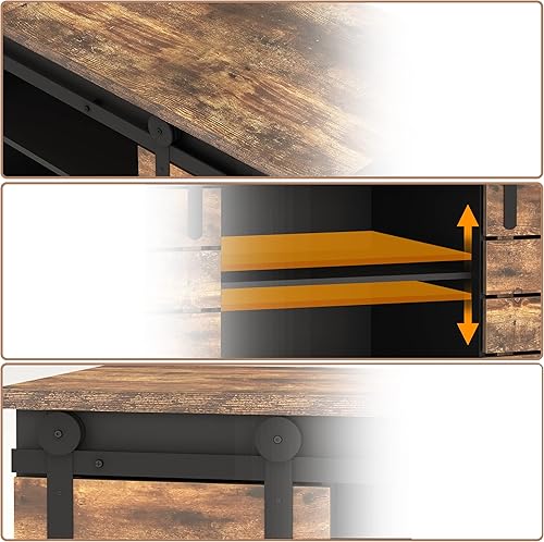 Miniatura 7 de NSdirect Aparador de cafetera, soporte de TV moderno, estación de buffet de granja, puerta corrediza de granero, consola de credenza con listón y