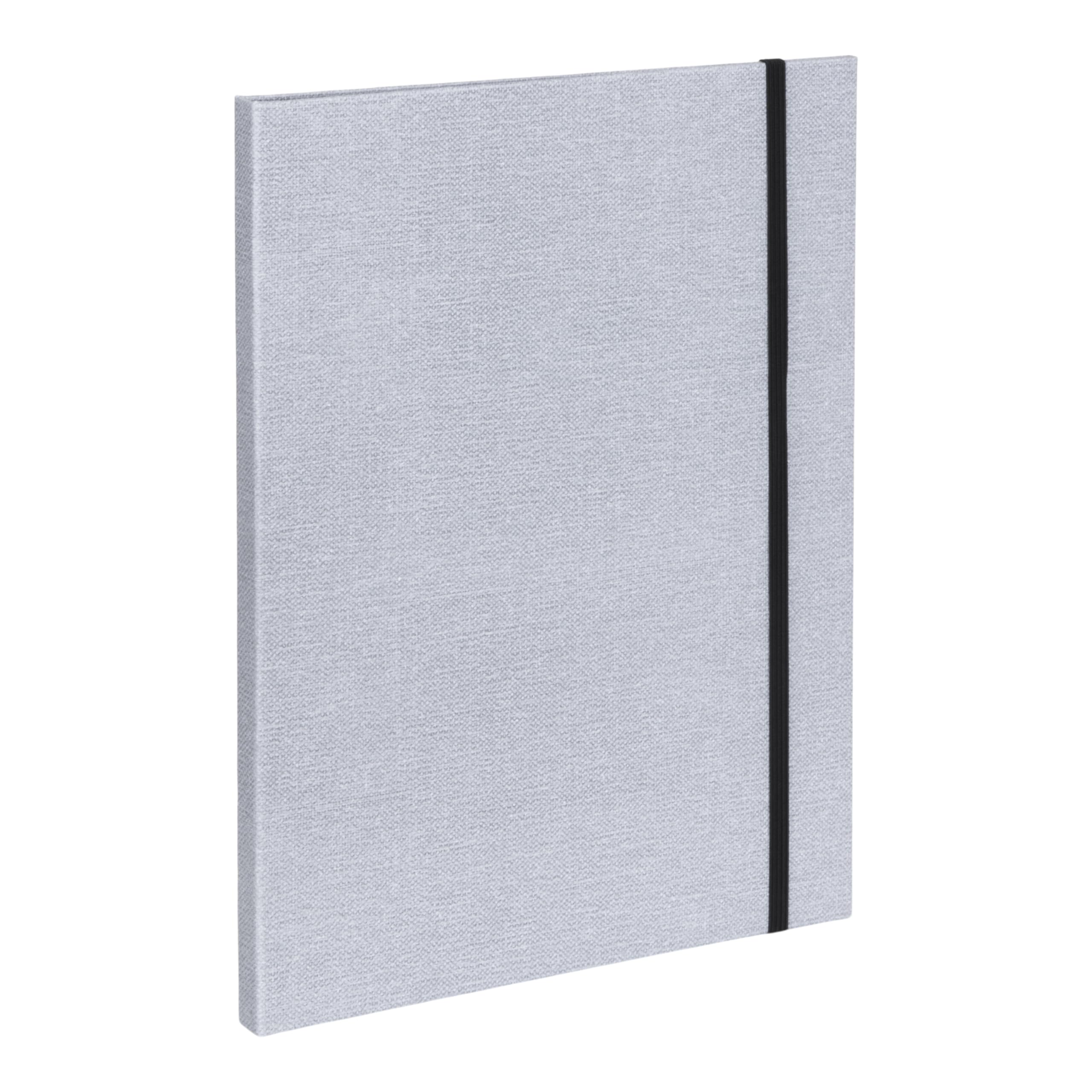 Bigso Box of Sweden Paulina A4 Folder with Elastic Band - Fibreboard and Paper in Linen Look - Portfolio Folder for Documents, Files, Documents etc. - Light Grey