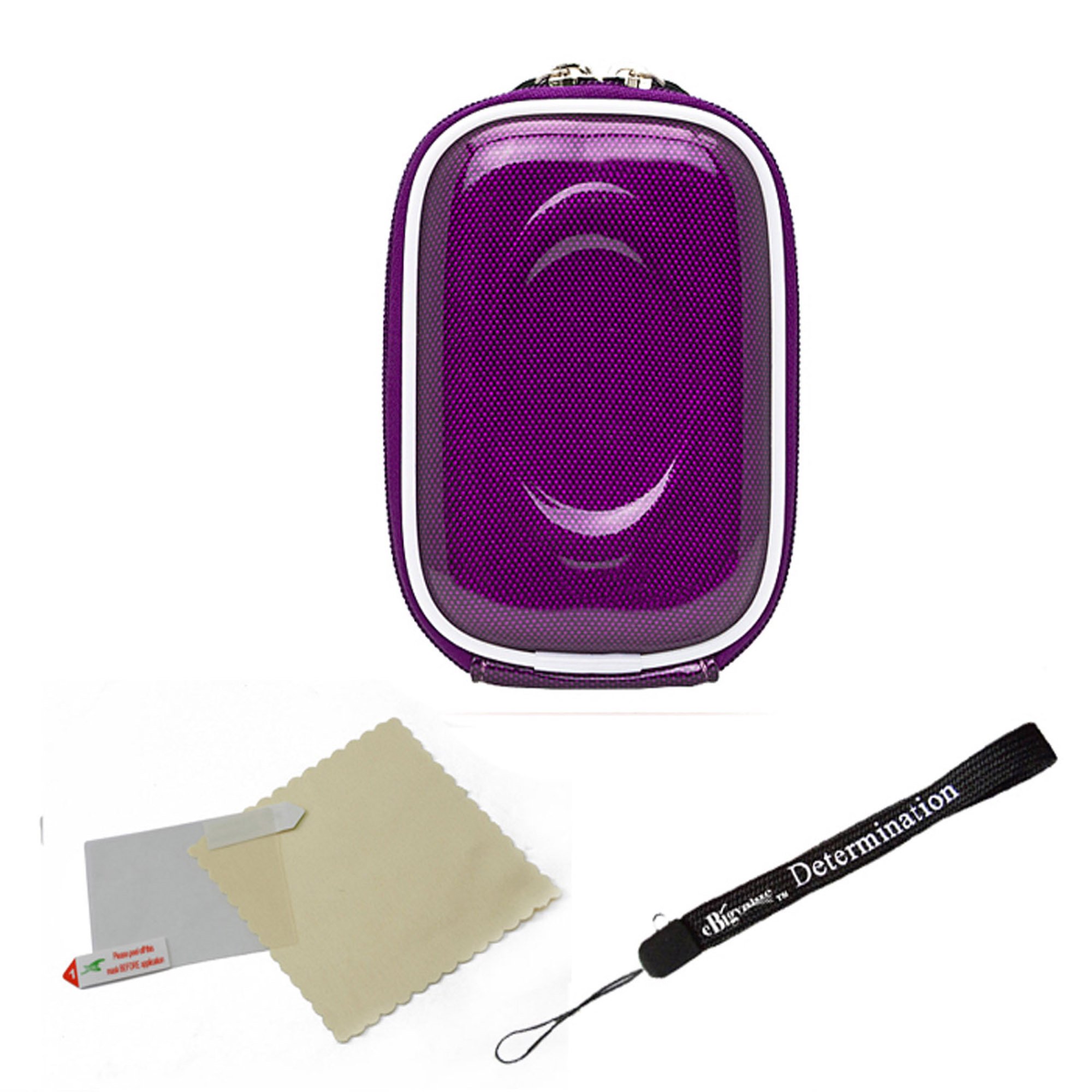 Carbon Fiber Purple Carrying Case for Casio EXILIM EX H15 EX H20G EX Z35 EX Z550 EX Z800 EX Z2000 EX Z2300 Point and Shoot Digital Camera Tripod and Screen Protector