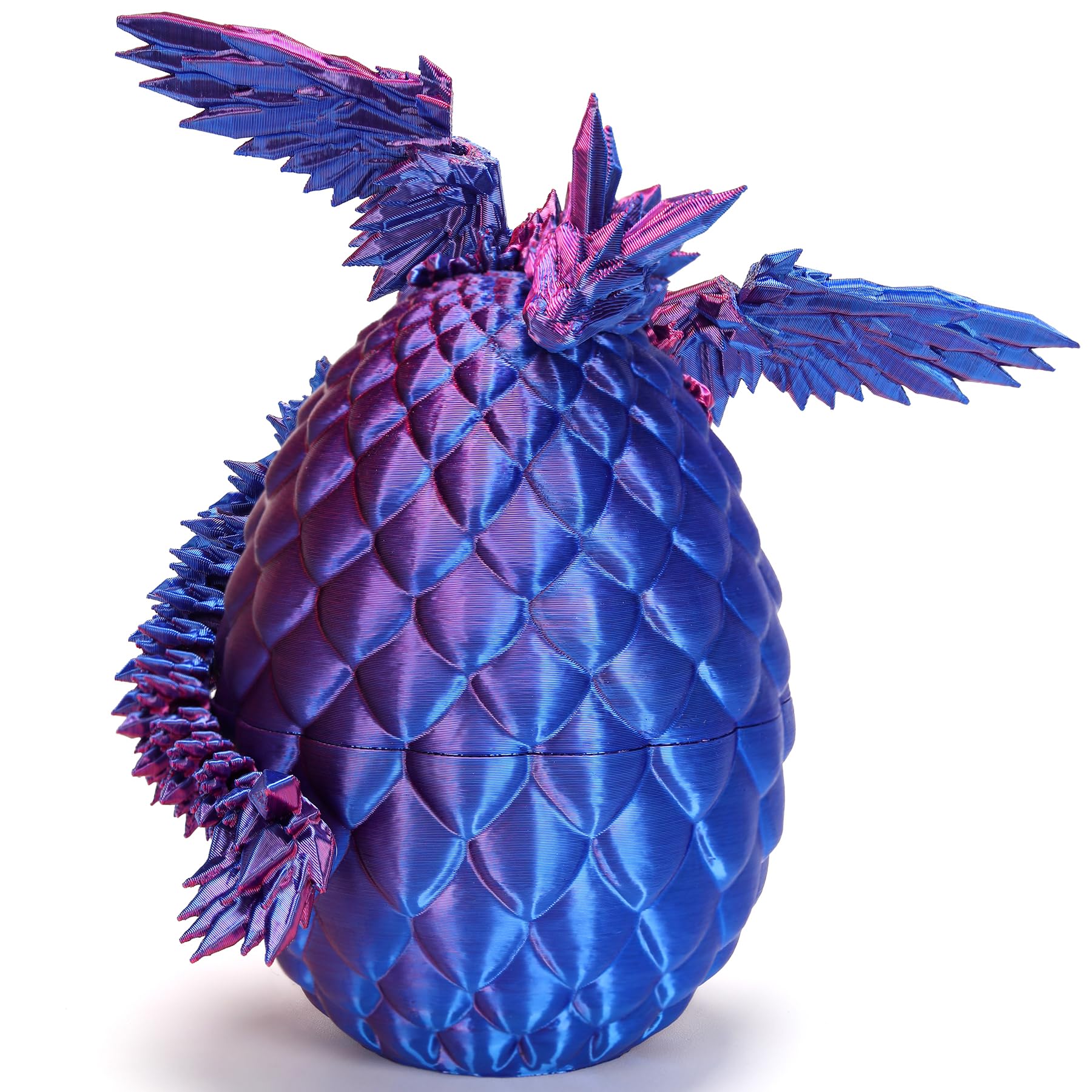 3D Printed Dragon Dinosaur Egg,Articulated Crystal Dragon Fidget Toys,Prefilled Easter Basket Stuffers Eggs Filled, for Boys Girls Christmas Valentines Day Gifts (Purple Flying Dragon)