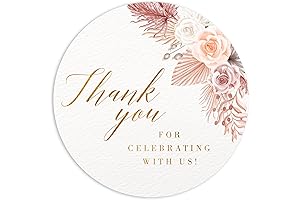 BOHO Beige Floral Wedding Thank You Labels: Celebrate in Style