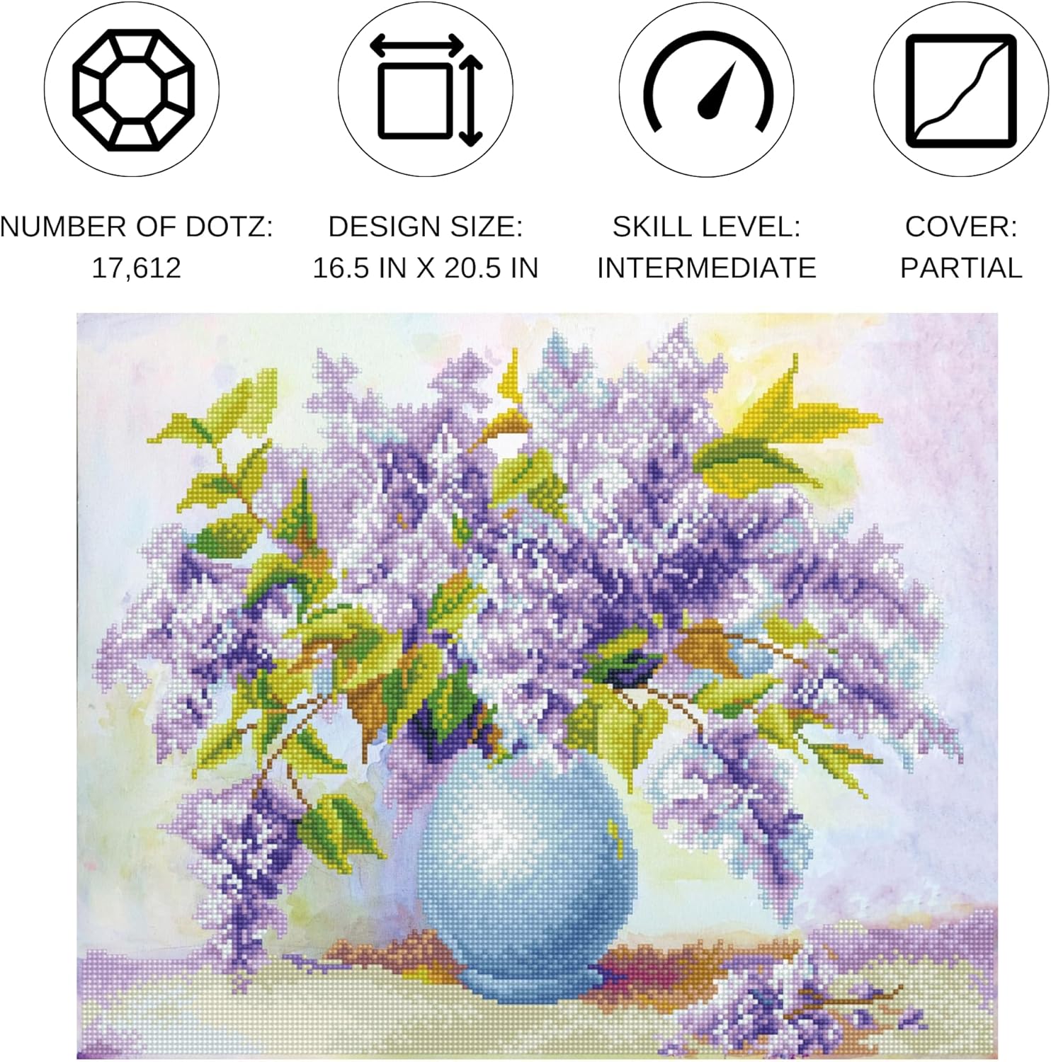 DIAMOND DOTZ Lilac Perfume Diamond Painting Kits for Adults - Diamond Art Kits a Relaxing Creative Craft Kit with Dotz Gems 16.5x20.5