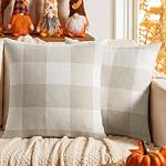 MIULEE Boîte de 2 Ferme Buffalo Vérifiez Plaids Polyester Linge Soft Soled Décoratif carré Couvertures d'oreiller Decor Coussin de la maison pour la chambre à coucher Canapé de Noël 18x18 Crème de pouce blanc et blanc